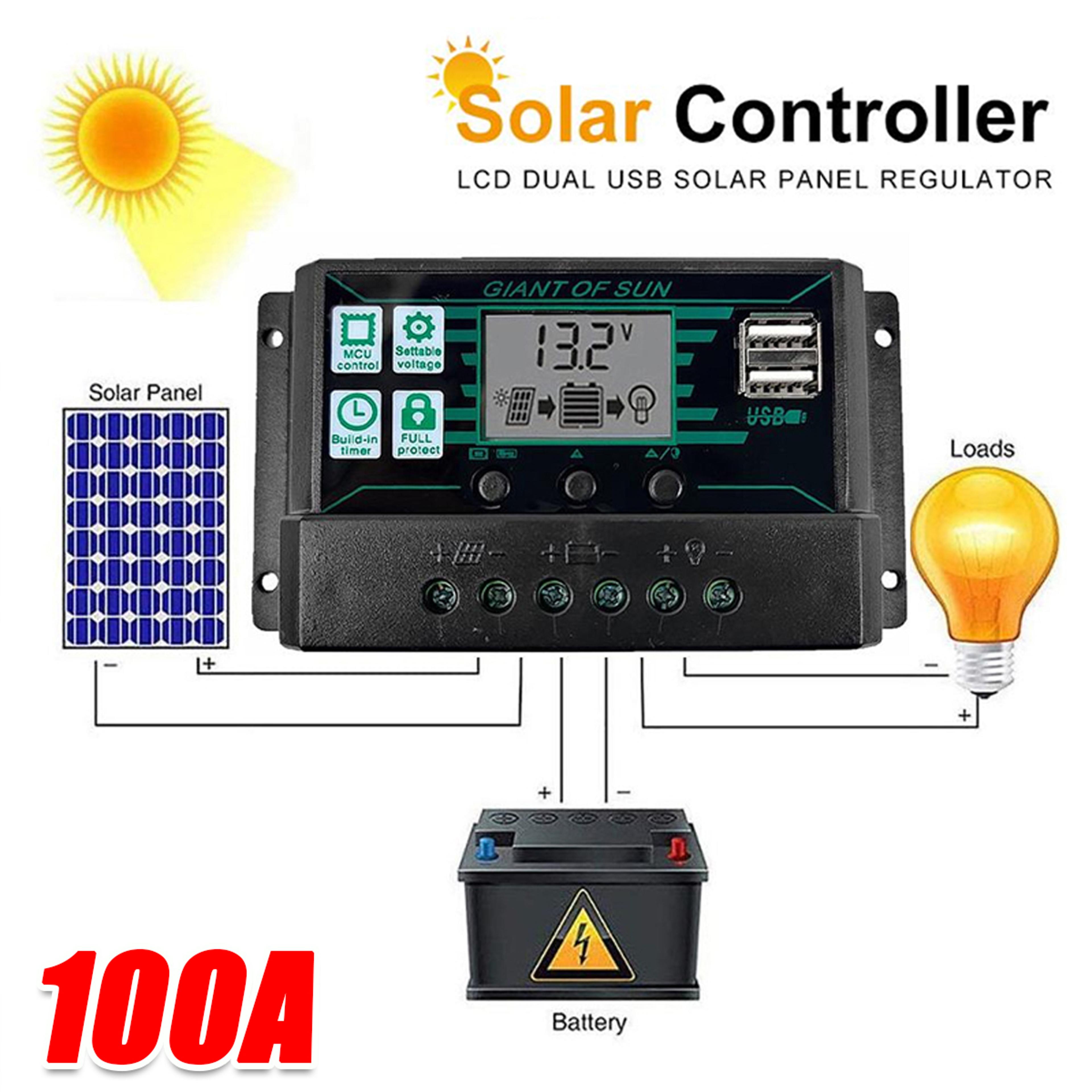 Smart PWM Solar Charge Controller With LCD  Dual USB Fast Charging 5