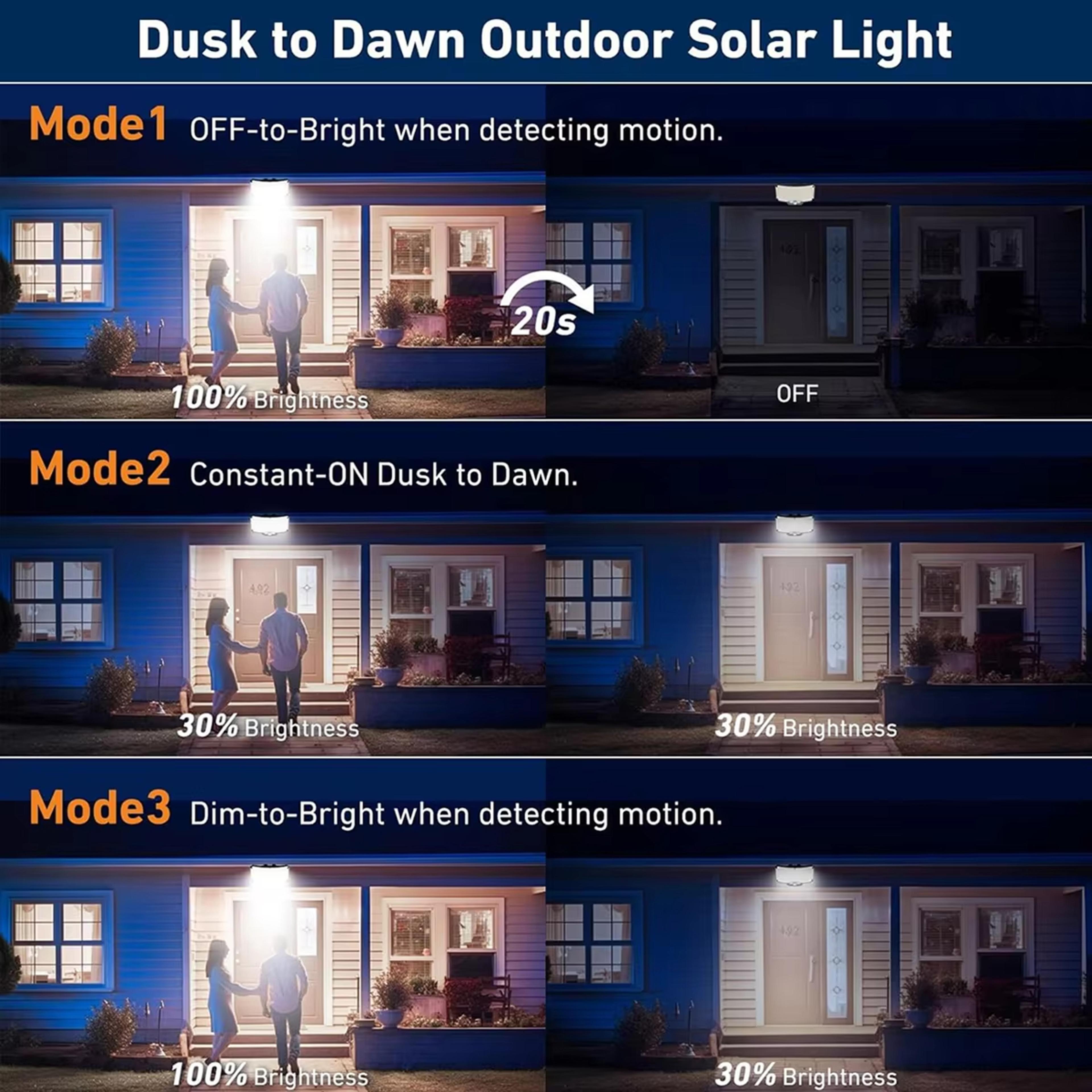 LED Solar Motion Sensor Light With Remote IP65 Waterproof Outdoor Security Flood Light 2