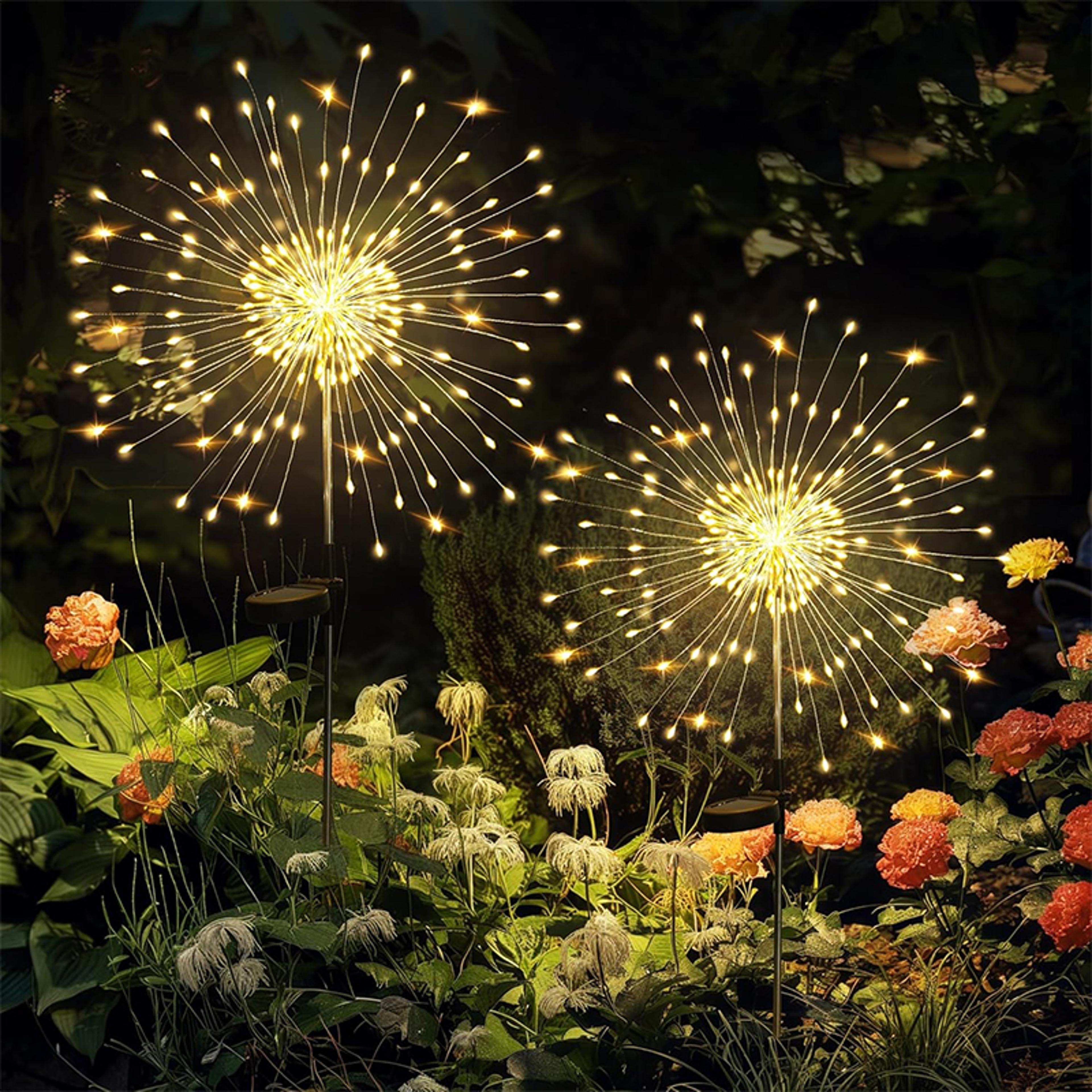 solar firework fairy lights outdoor garden pathway led decor