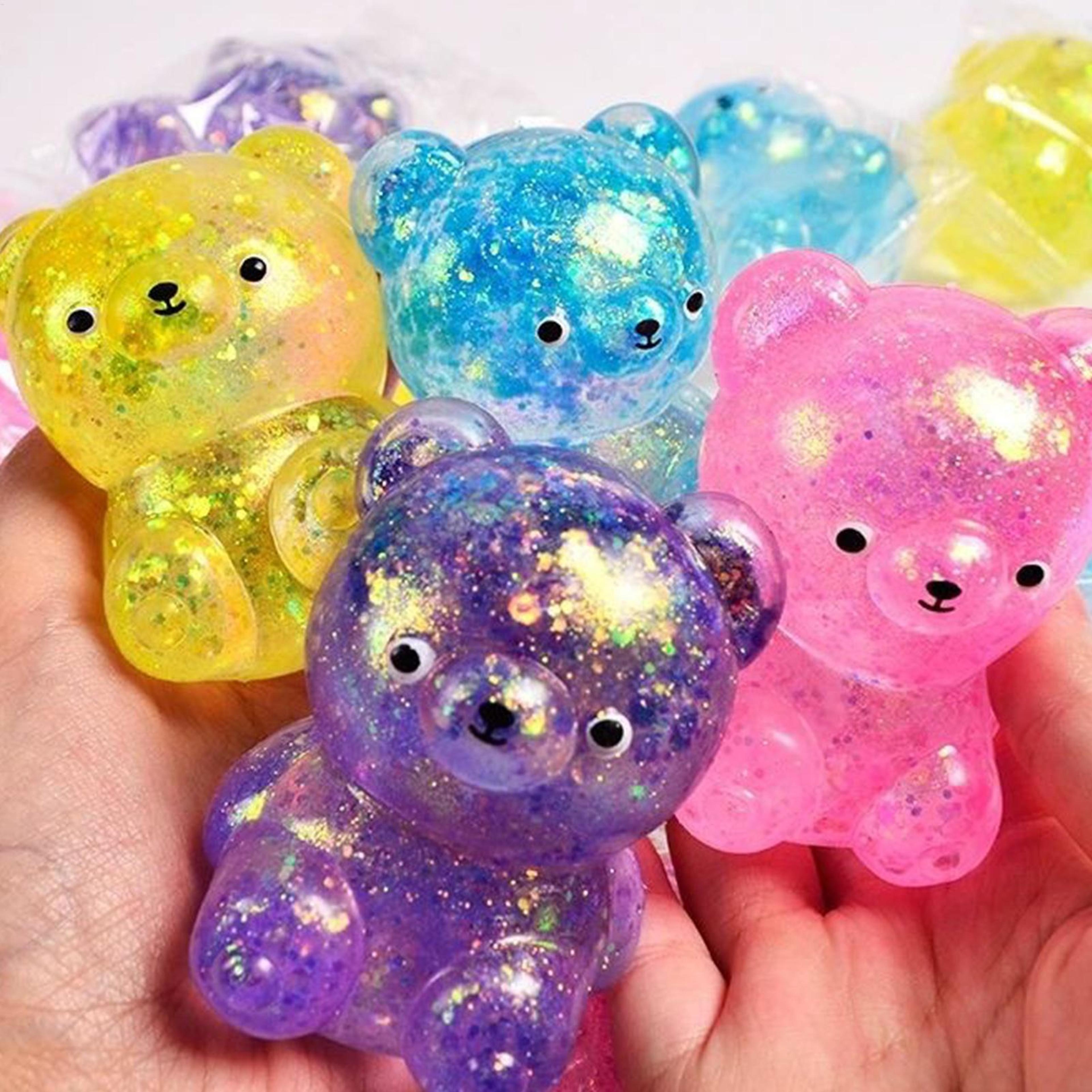 glitter bear squishy stress relief toy cute bear fidget squeeze for anxiety relief