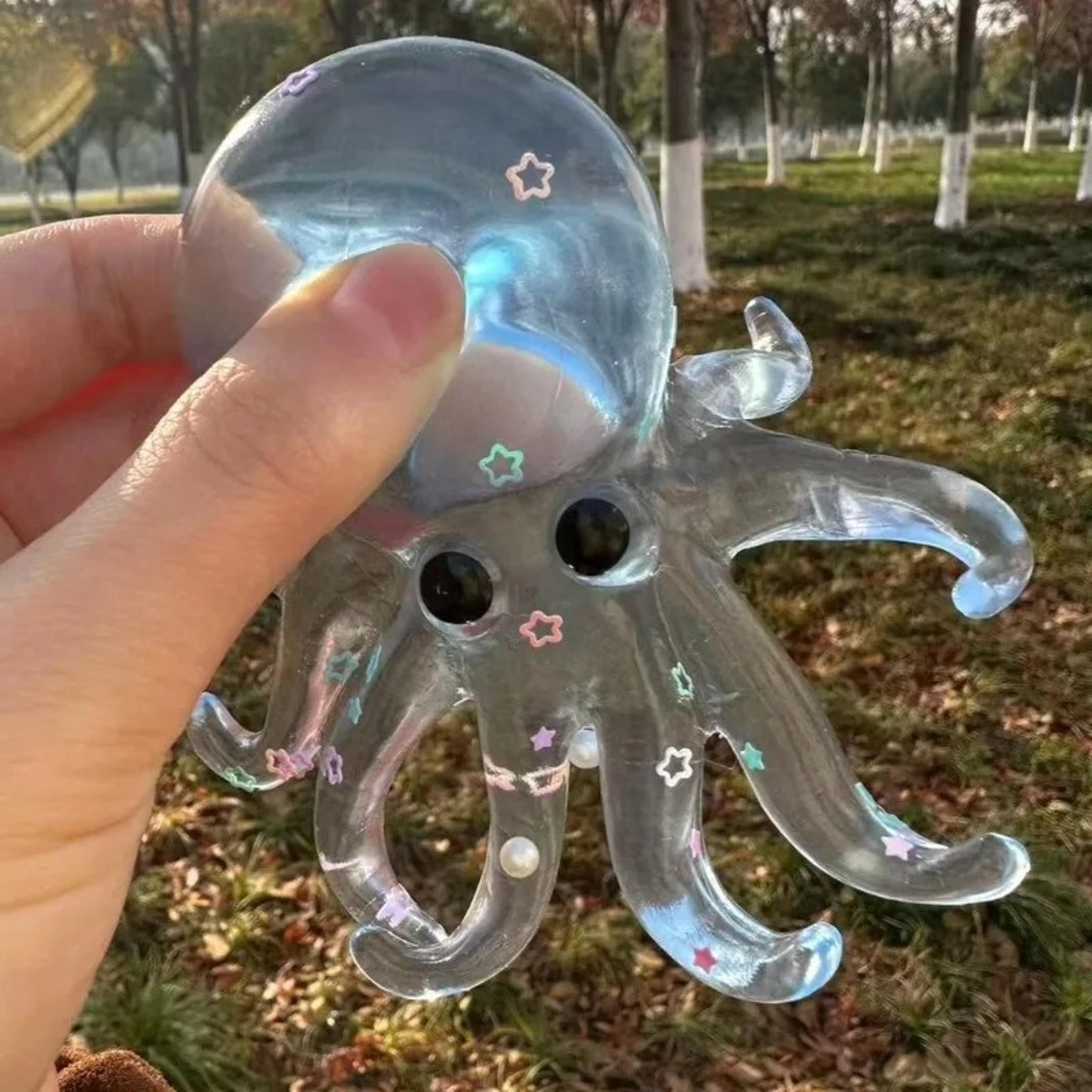 glitter octopus squishy stress ball cute sensory fidget toy for kids & adults