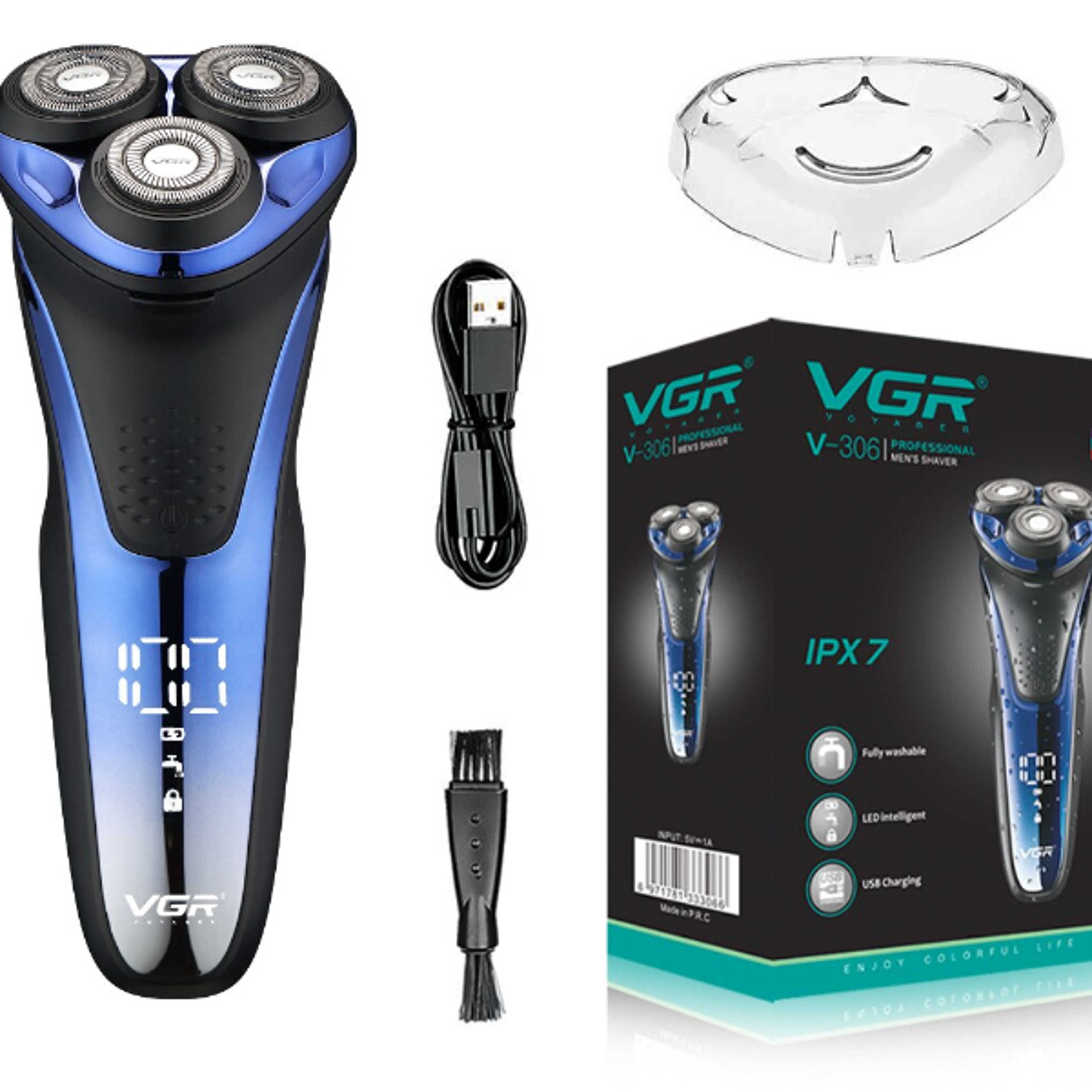 rechargeable electric shaver rotary beard trimmer waterproof grooming razor