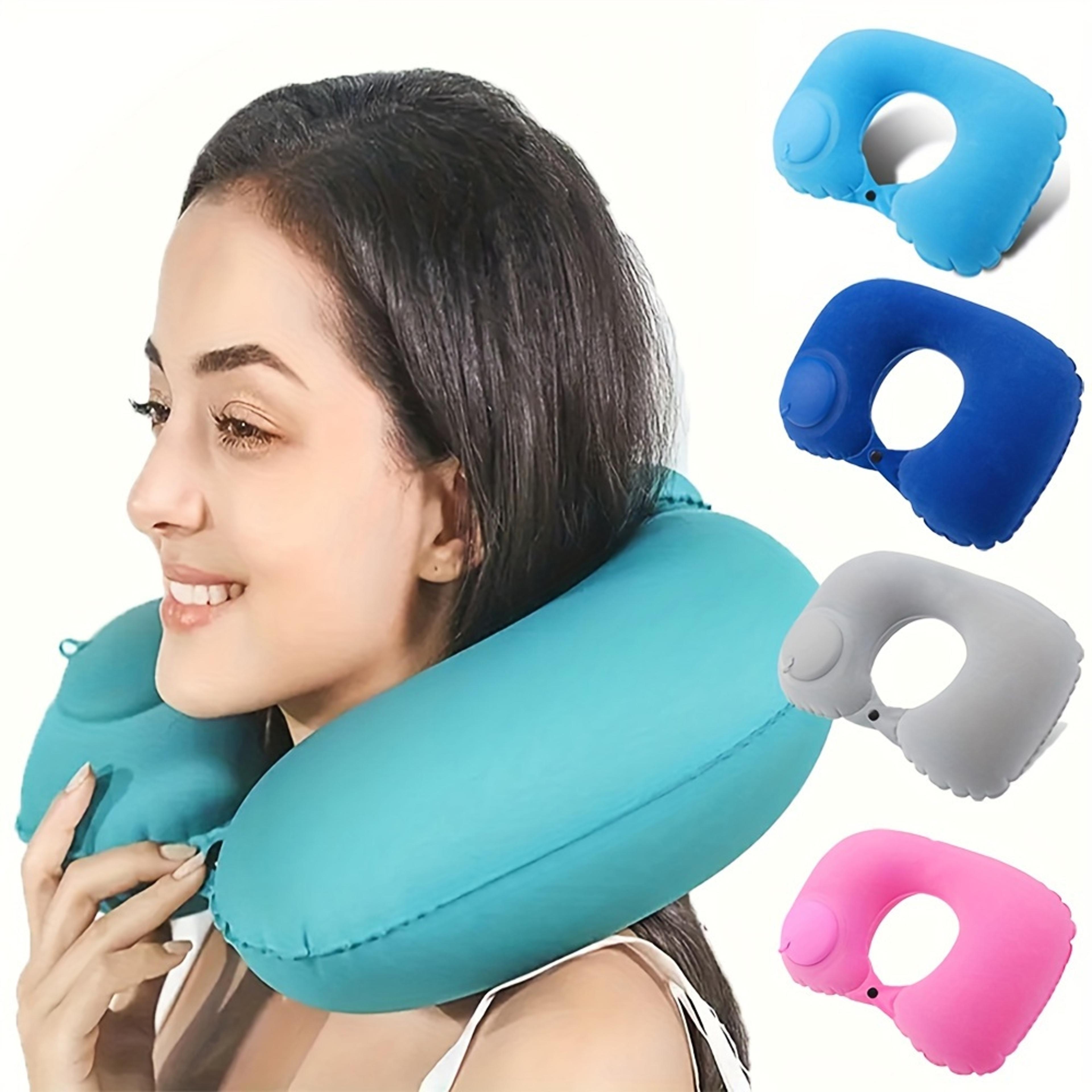 inflatable flocking neck pillow for travel & camping comfort
