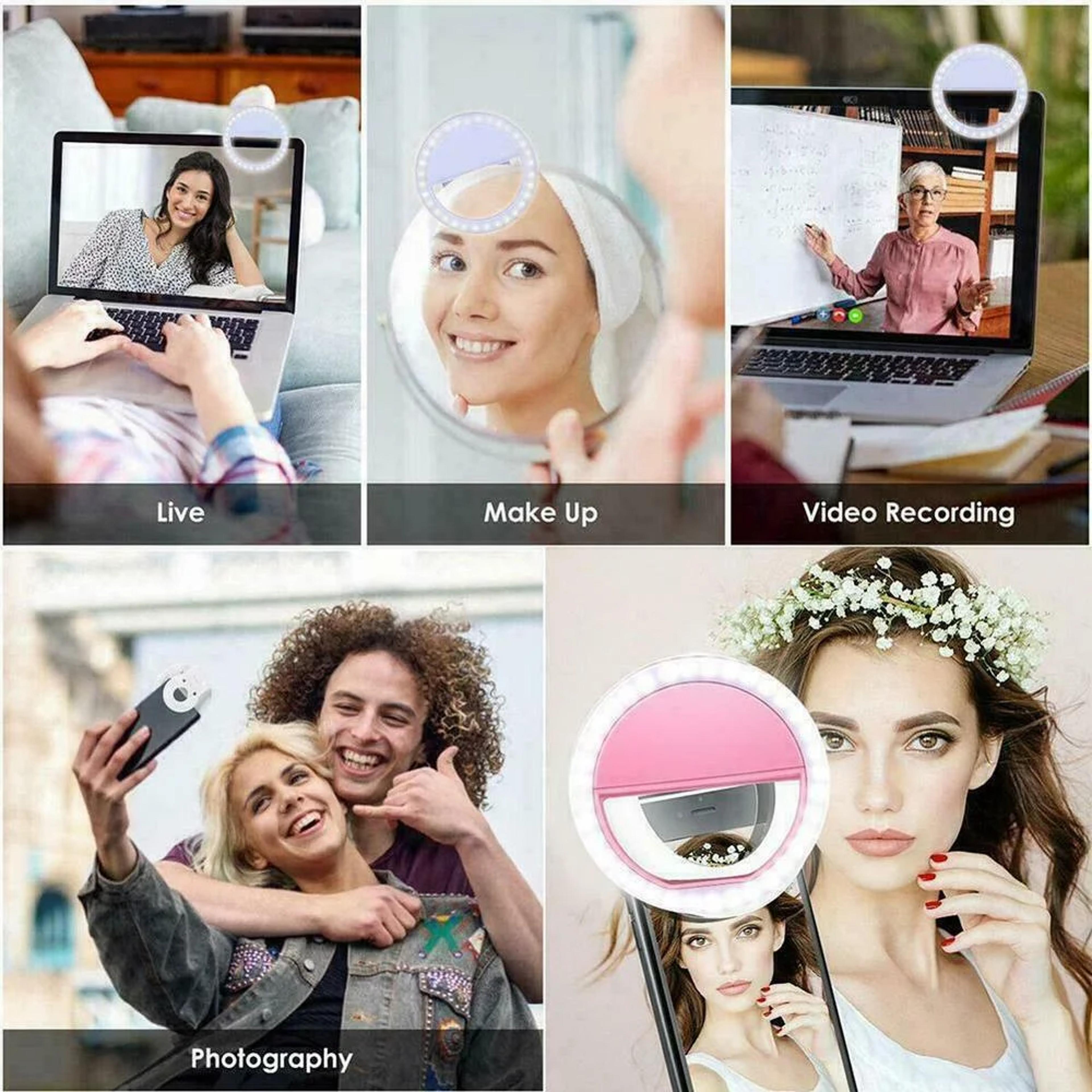 USB Clip On Selfie Ring Light For IPhone Samsung Xiaomi Portable LED Phone Lamp 4