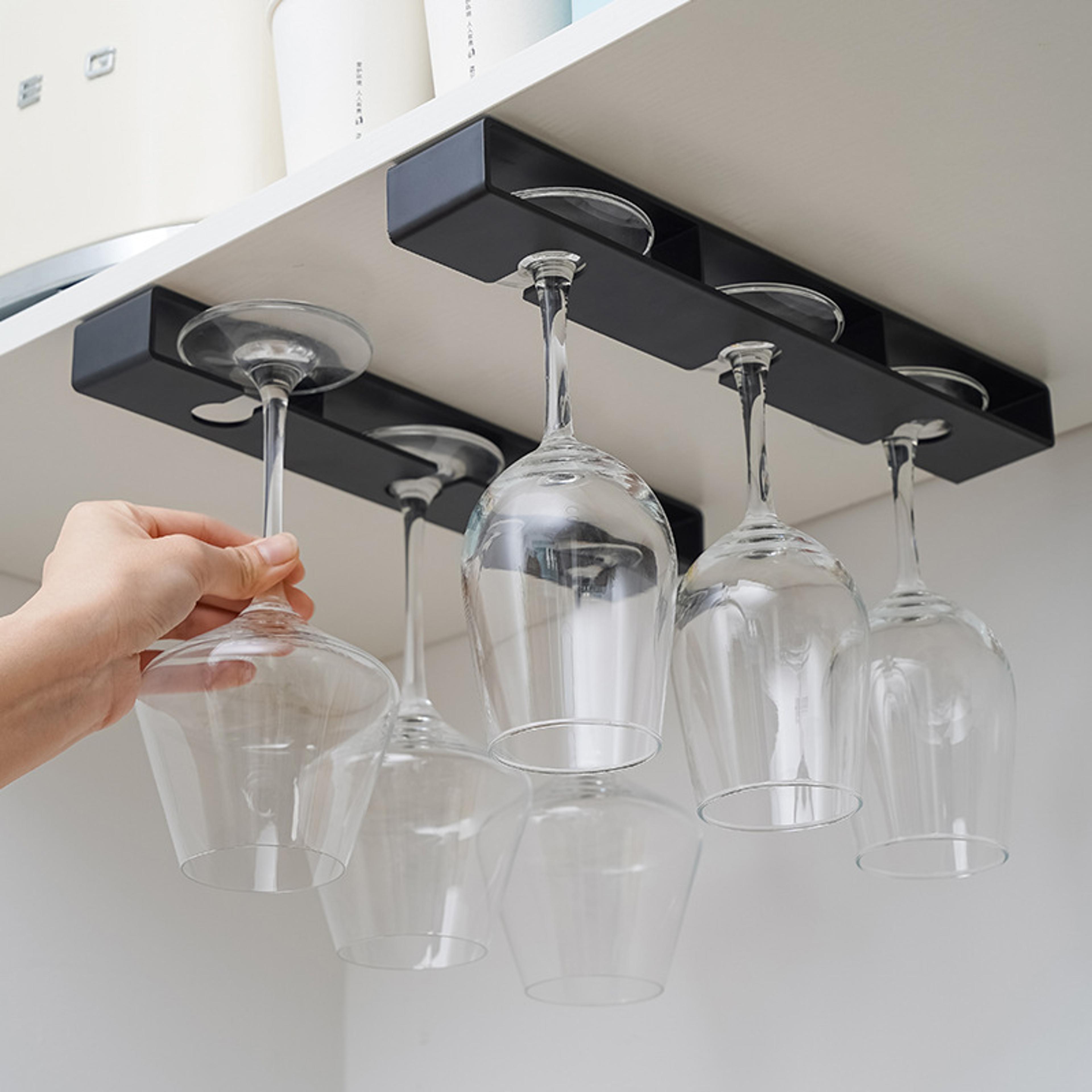 under cabinet wine glass rack no drill hanging holder for stemware storage