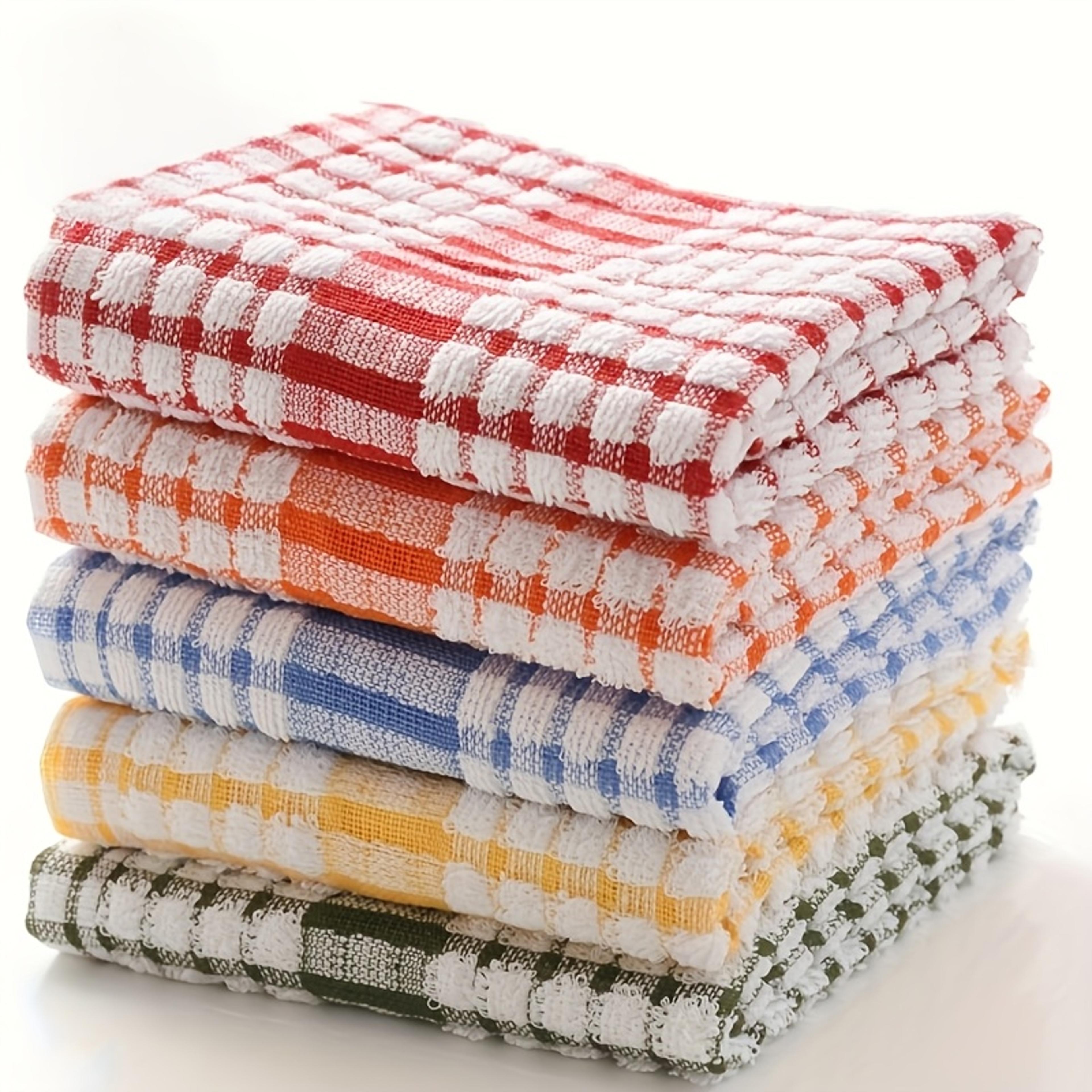 colorblend reusable kitchen towels set pack absorbent plaid dish towels for everyday cleaning