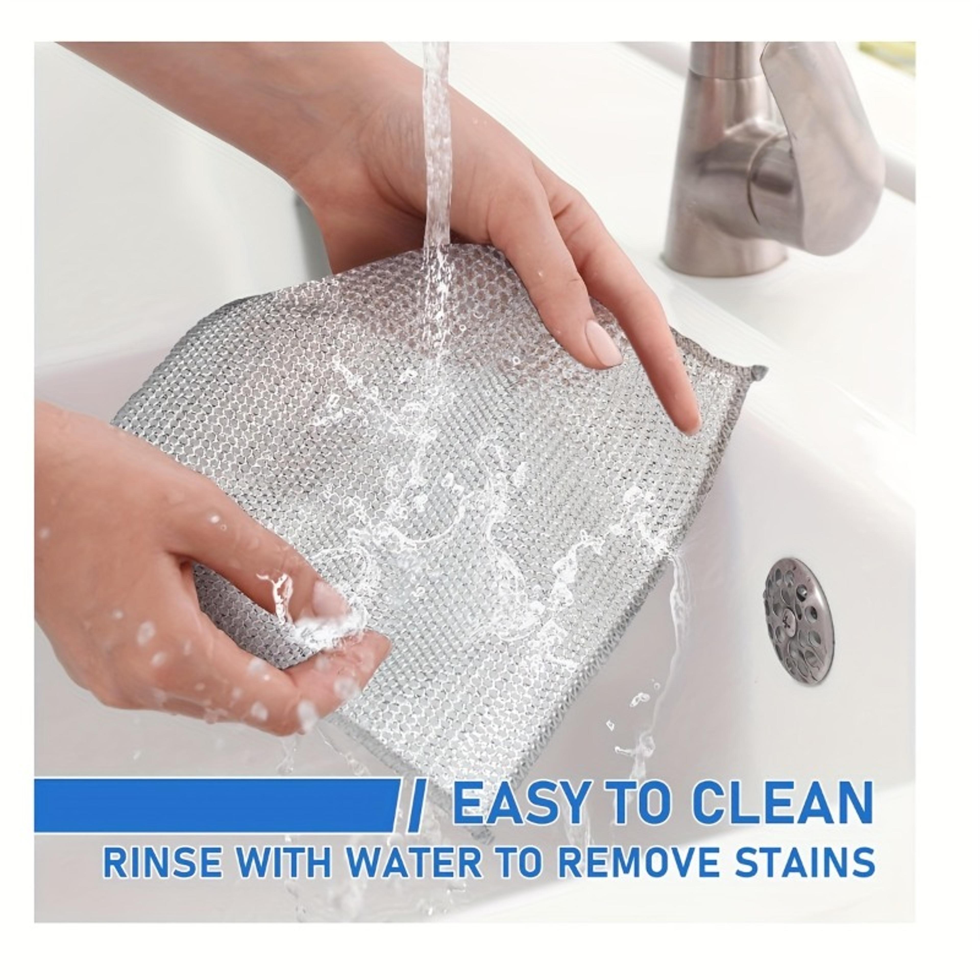 Magic Steel Wire Dishcloth Set Reusable Non Scratch Kitchen Cleaning Rags 0