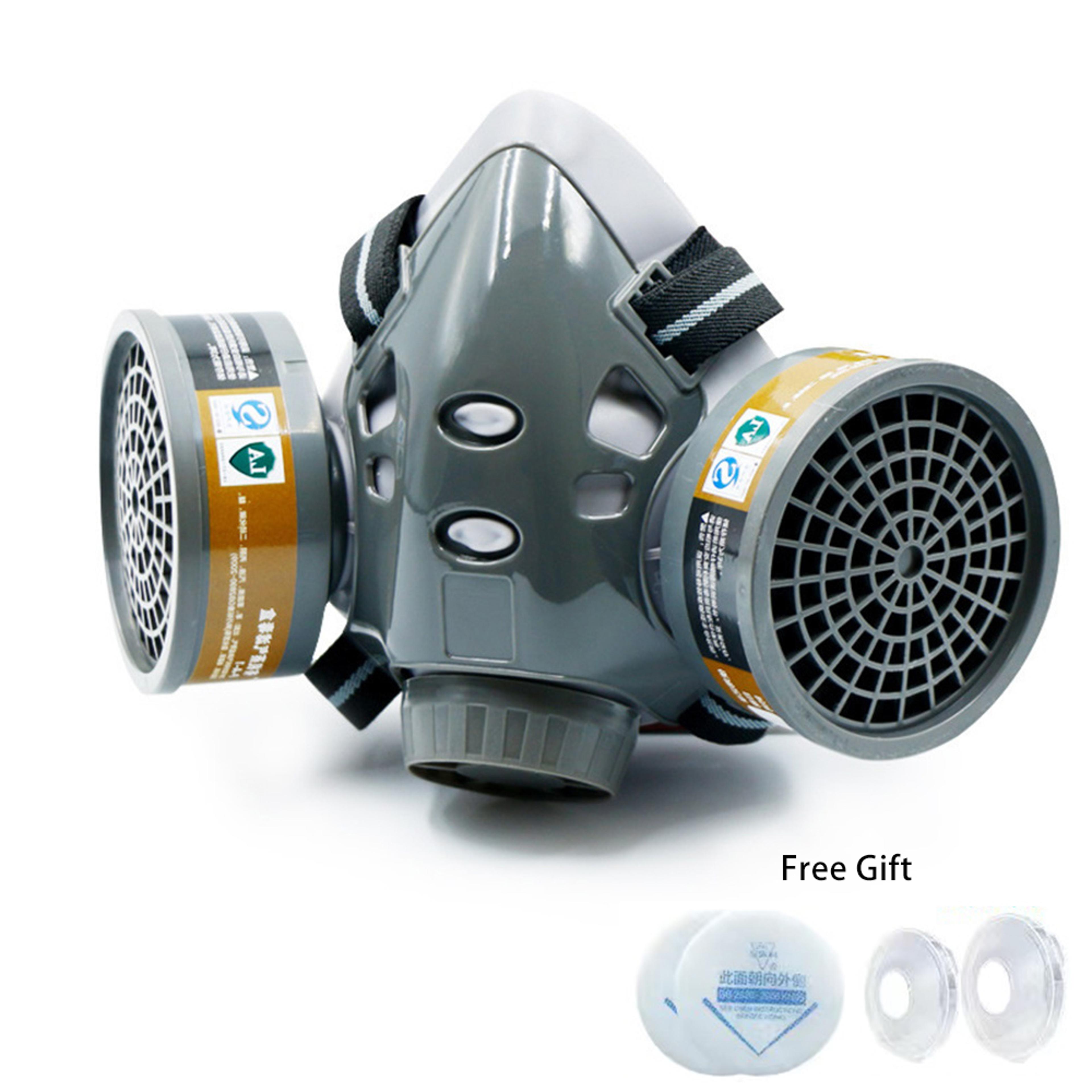 dual filter respirator mask for spray painting, dust protection & chemical work safety