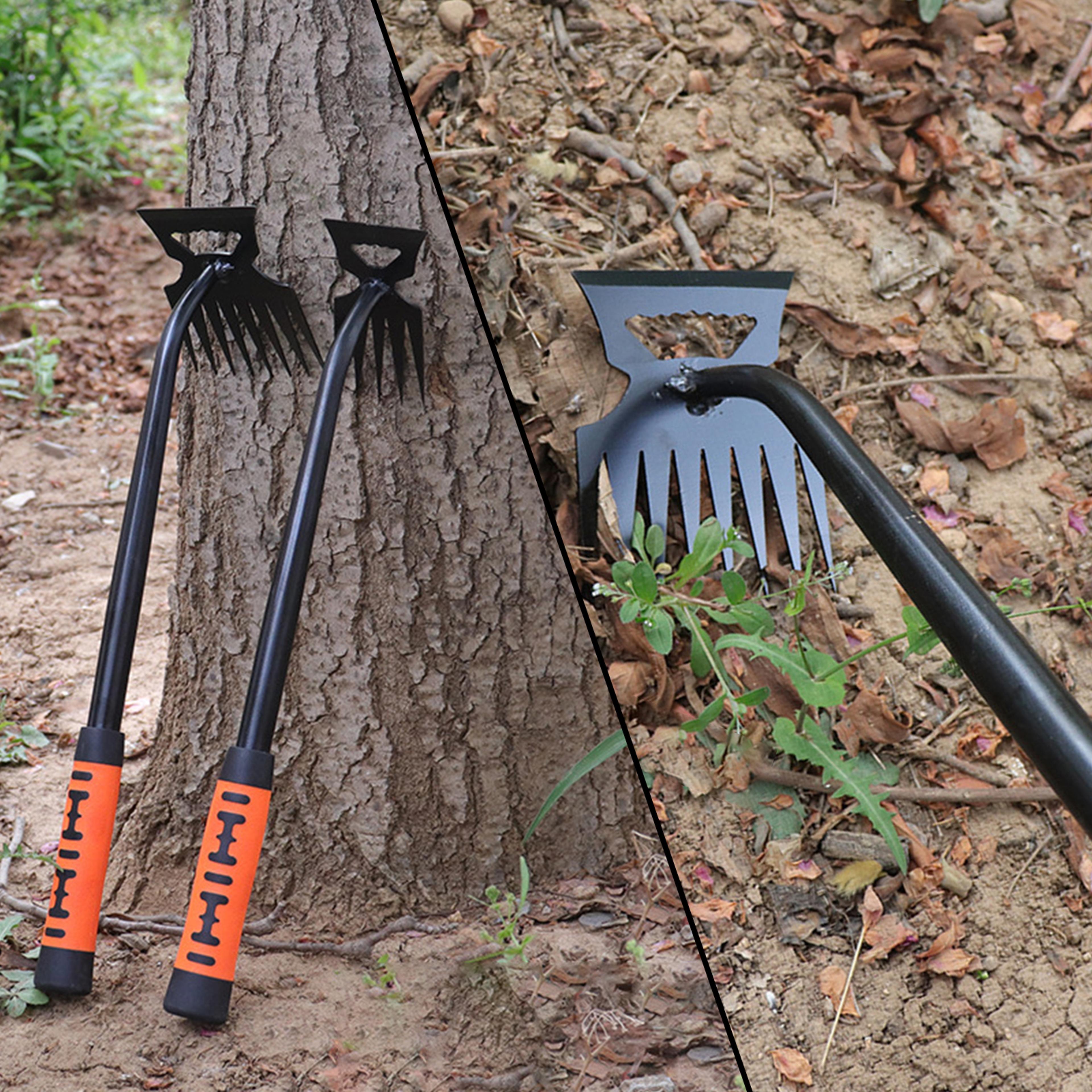 stainless steel dual head garden weeding rake hoe