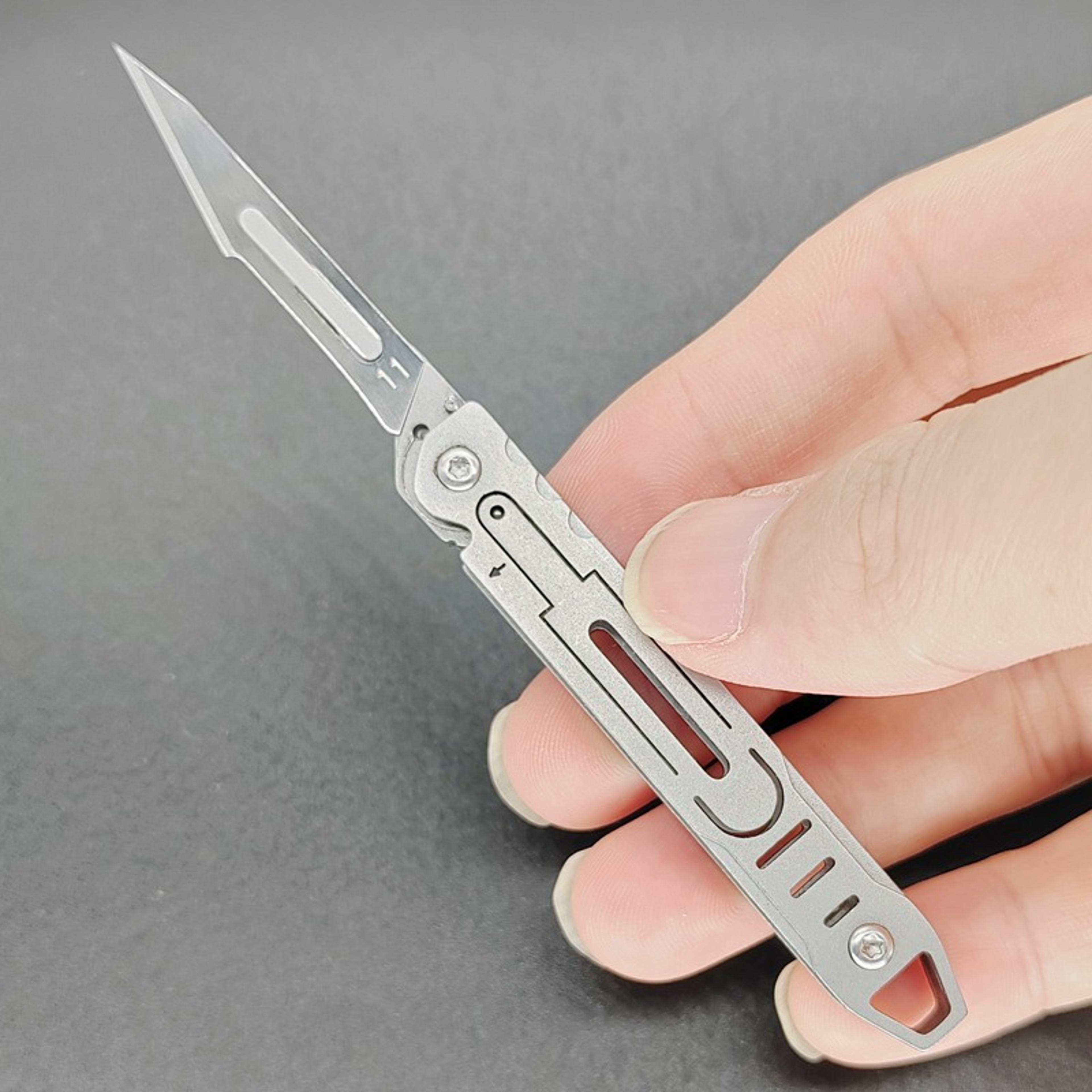 titanedge mini utility knife portable stainless steel folding box cutter with replaceable blade