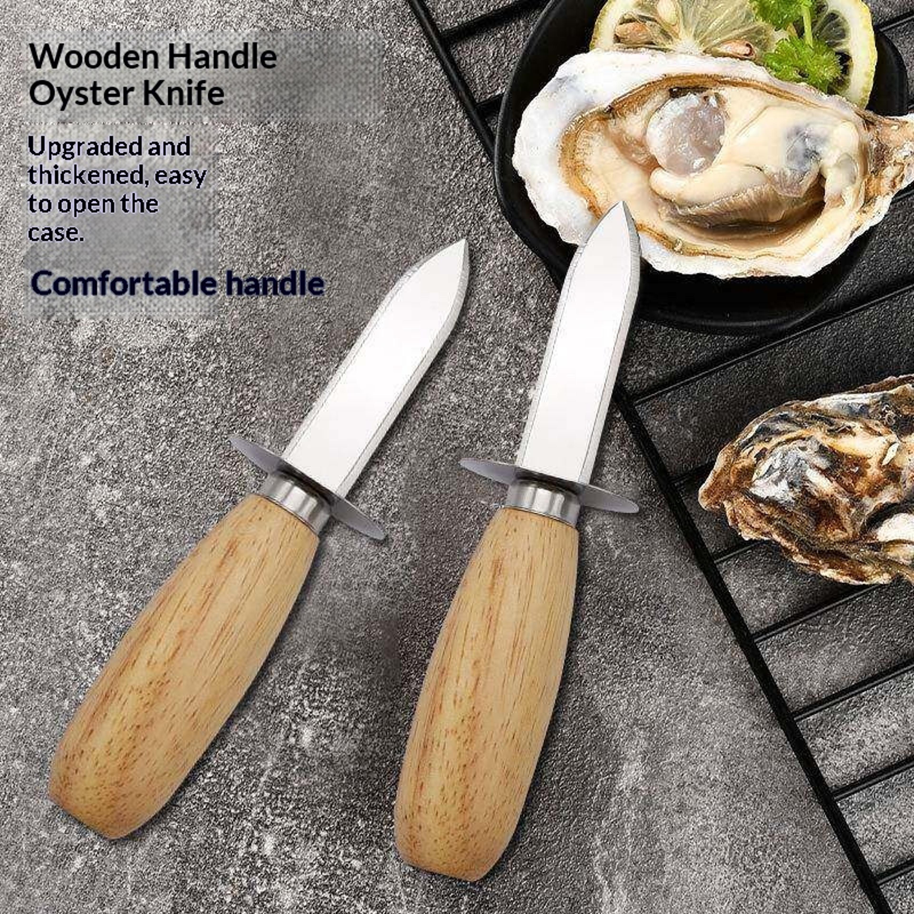 premium oyster knife with wooden handle stainless steel seafood shell opener