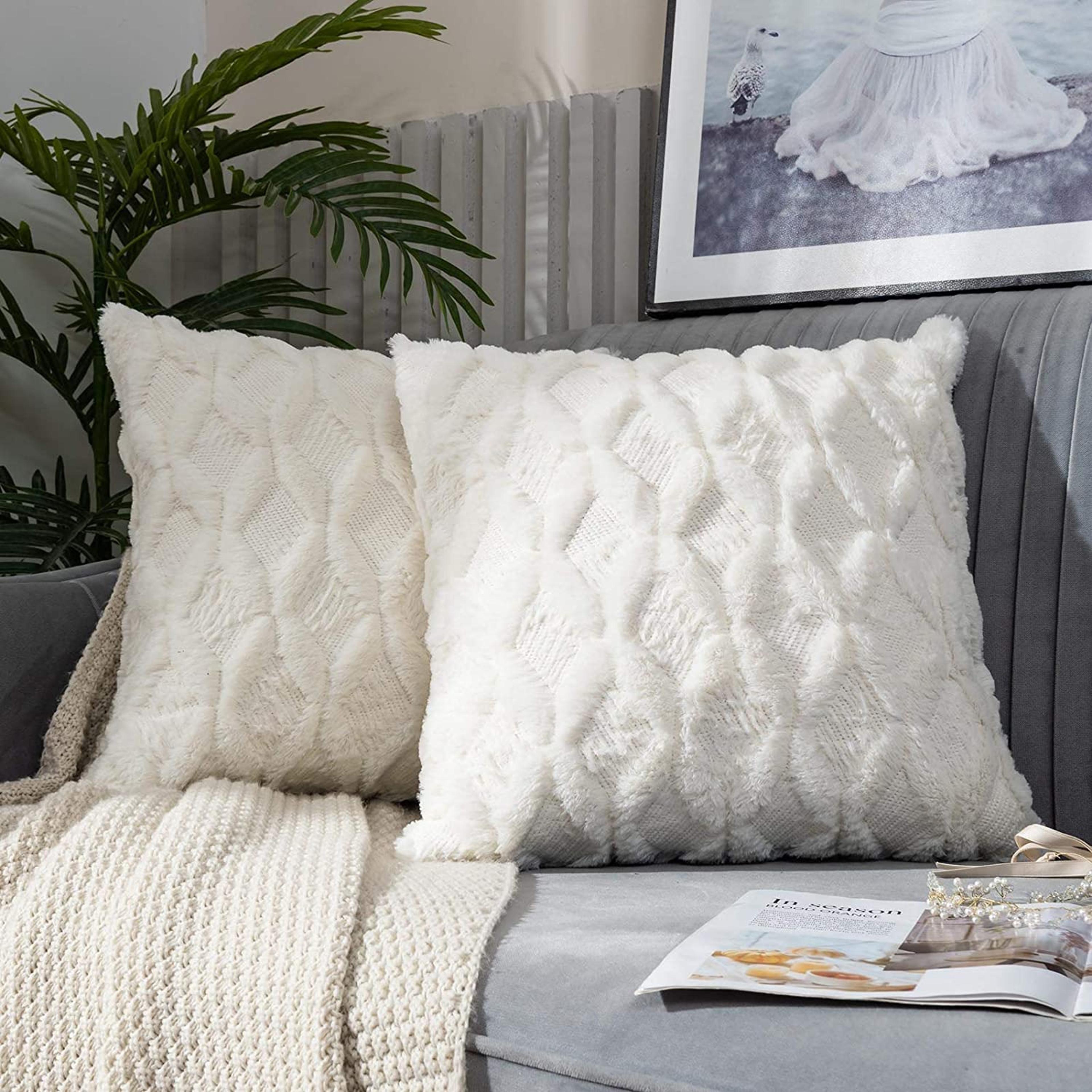 velvet soft decorative pillow cover for sofa, bedroom & cozy living room decor