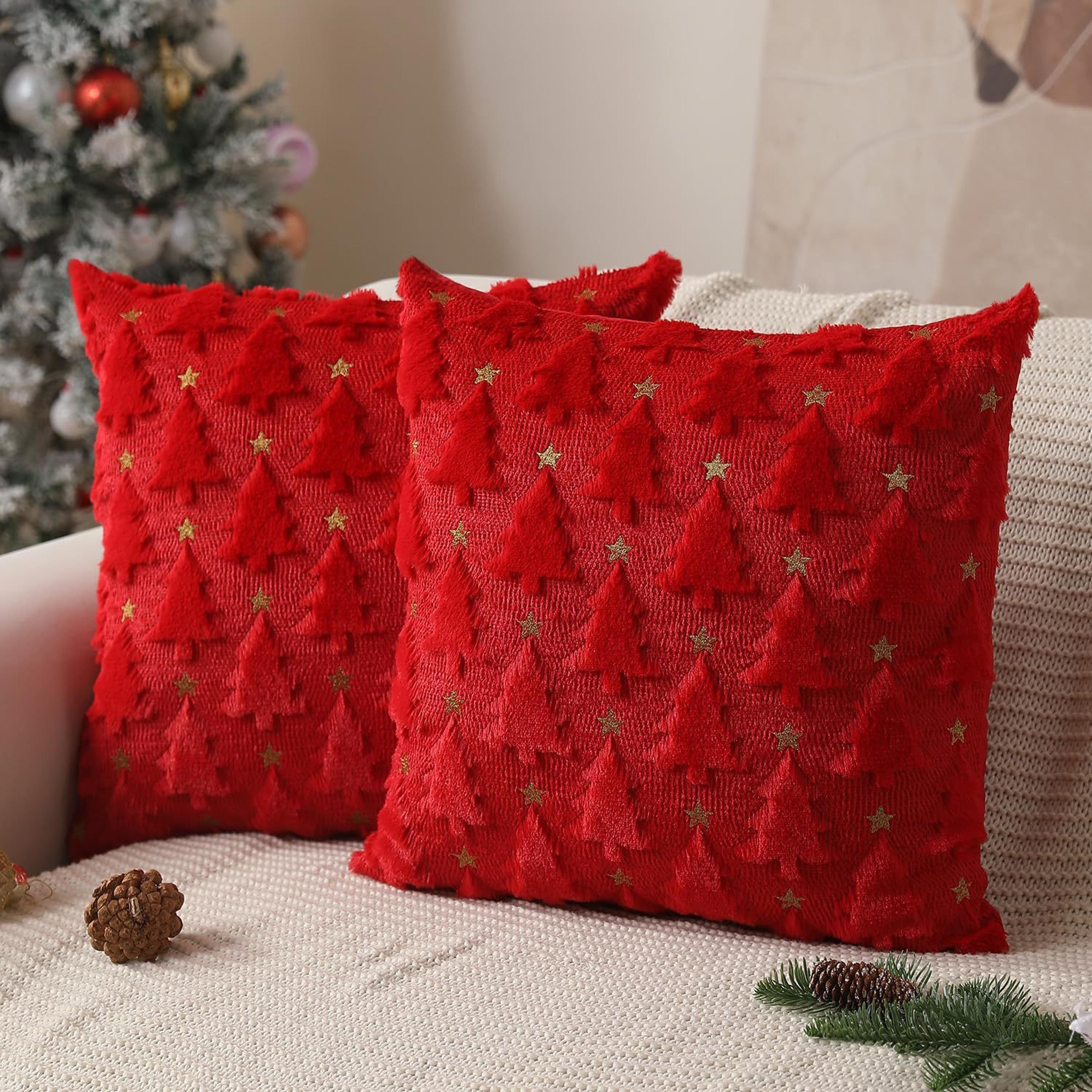 Cozy Knitted Christmas Cushion Cover With Santa  Tree Design For Sofa And Holiday Home Decor 8