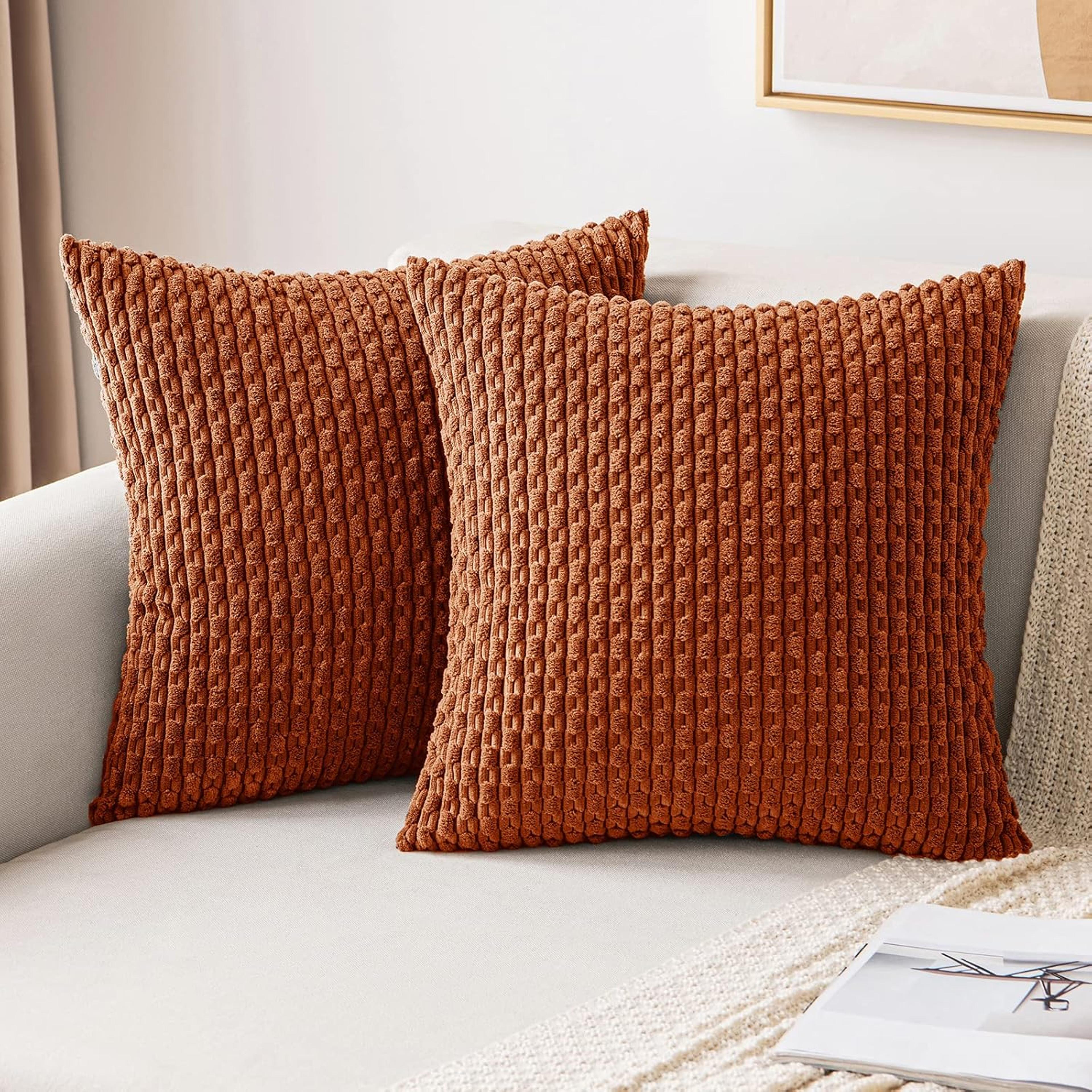 boho corduroy striped throw pillow covers for farmhouse couch & sofa decor