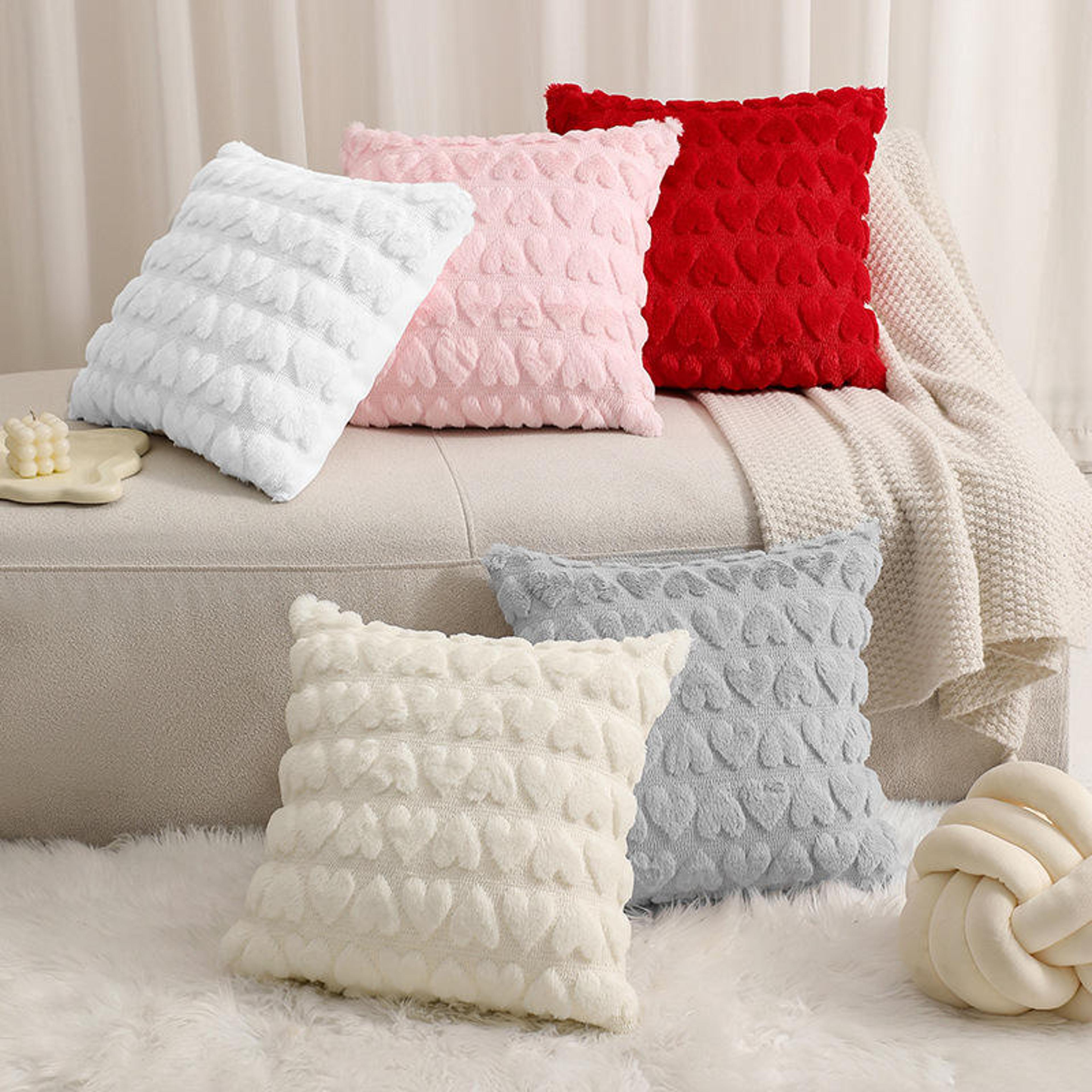 cozy heart plush pillow cover for couch sofa and bedroom decor