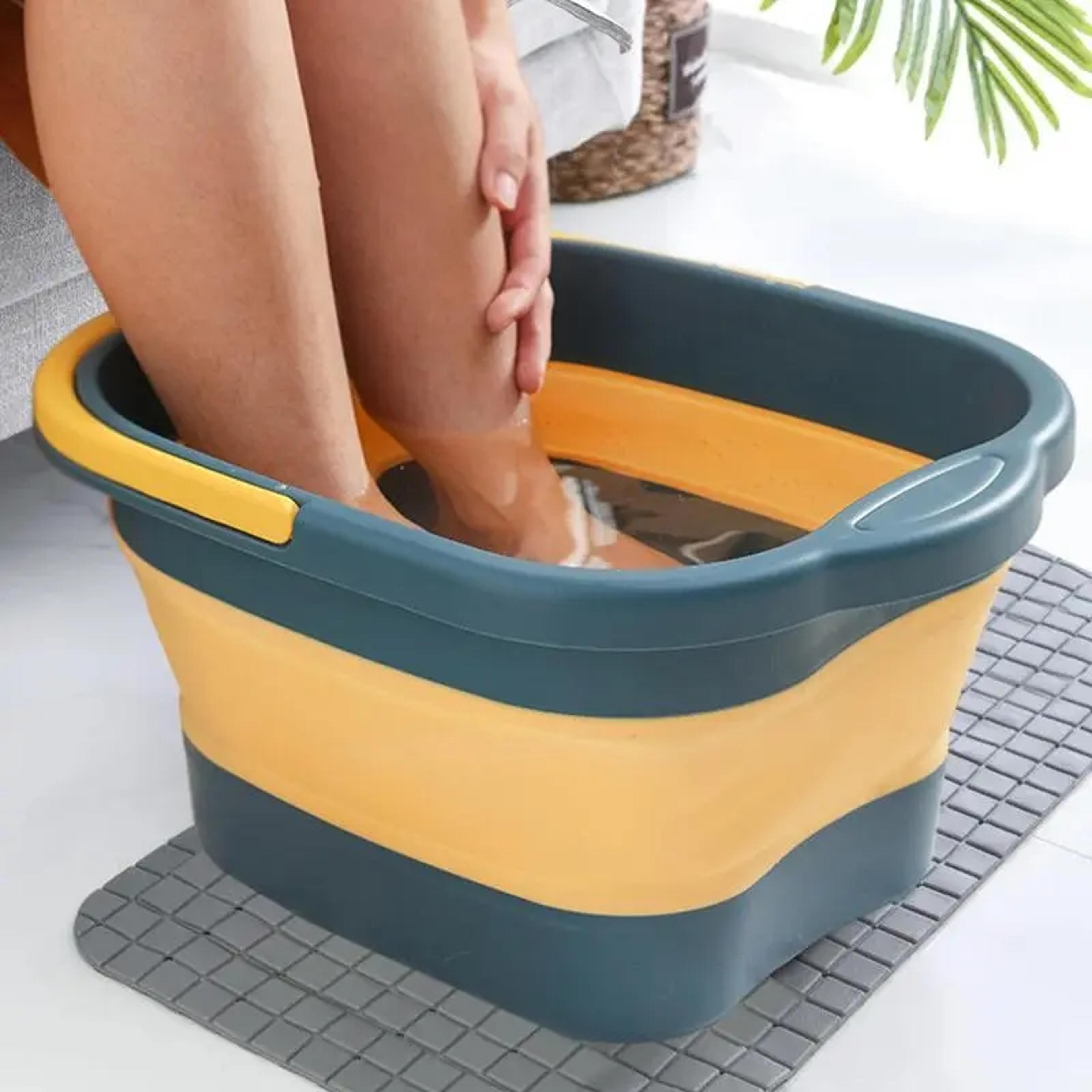 wikhostar collapsible foot spa tub portable foldable foot bath for pedicure & relaxation