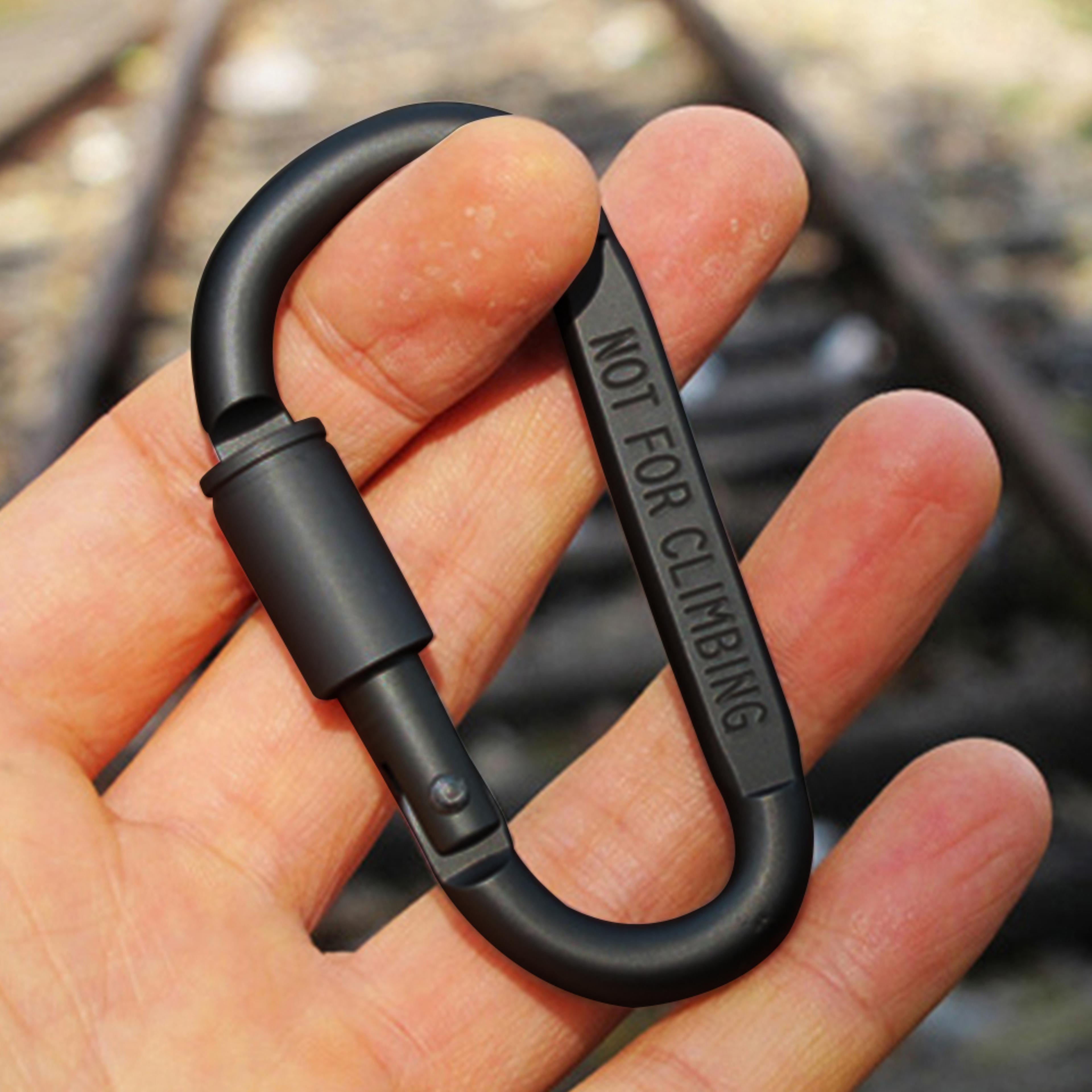 traillock aluminum carabiner clip keychain for camping, hiking & everyday carry