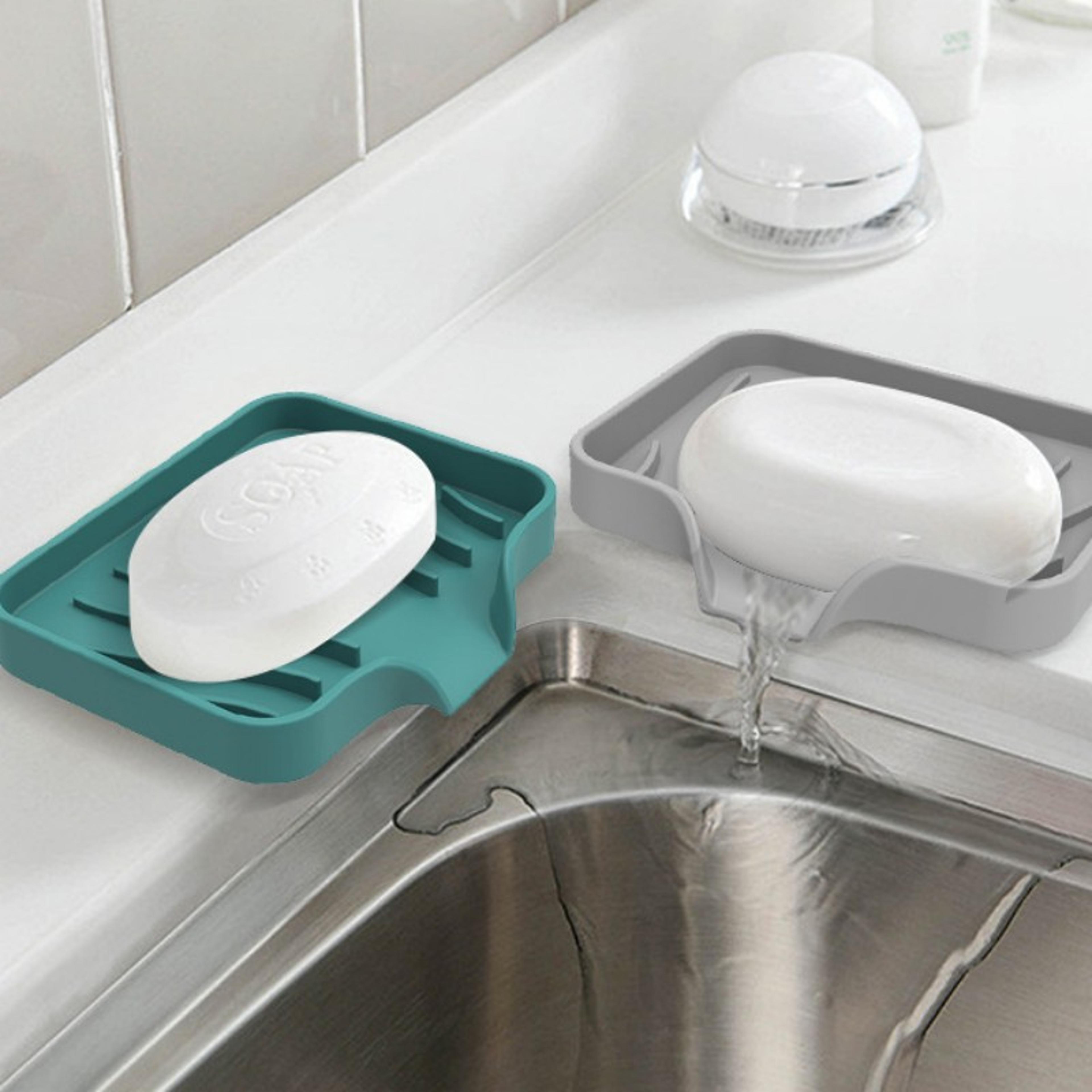 DrainFlow Silicone Soap Holder Tray Wall Mounted Soap Dish With Self Draining Design 2