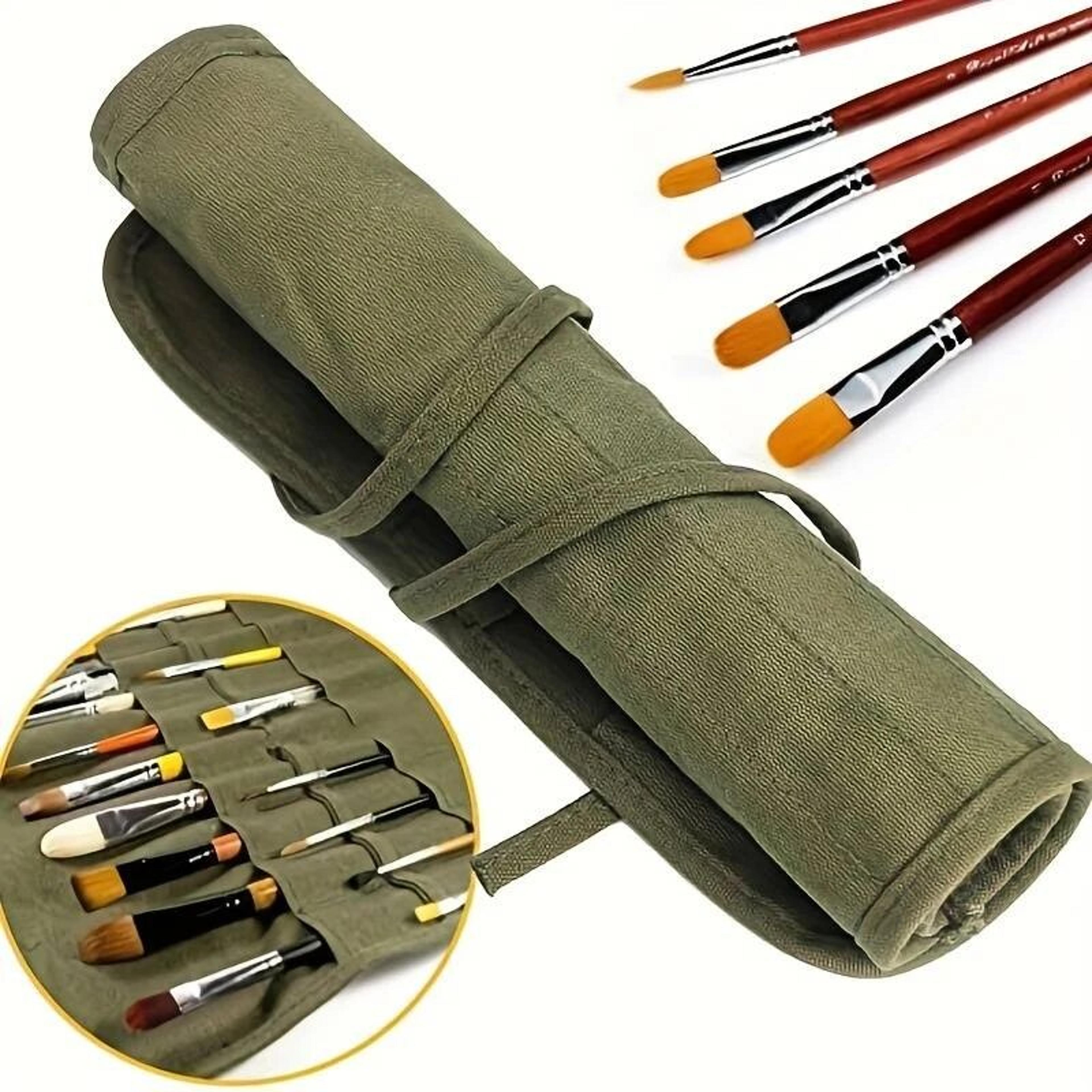 slot canvas paint brush roll up case organizer for watercolor gouache and acrylic artists