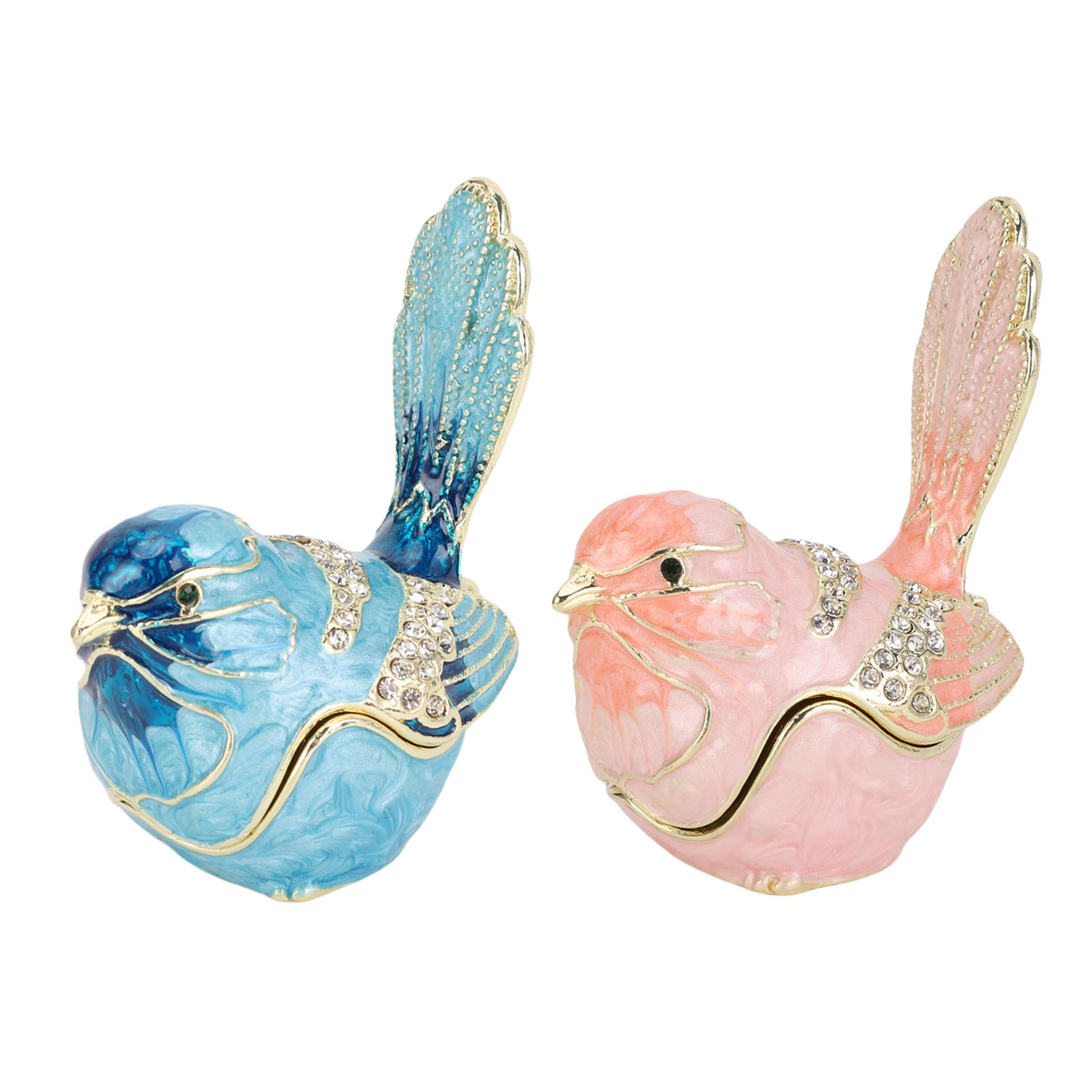 crystal bird trinket box hinged enamel jewelry box for rings earrings and keepsakes