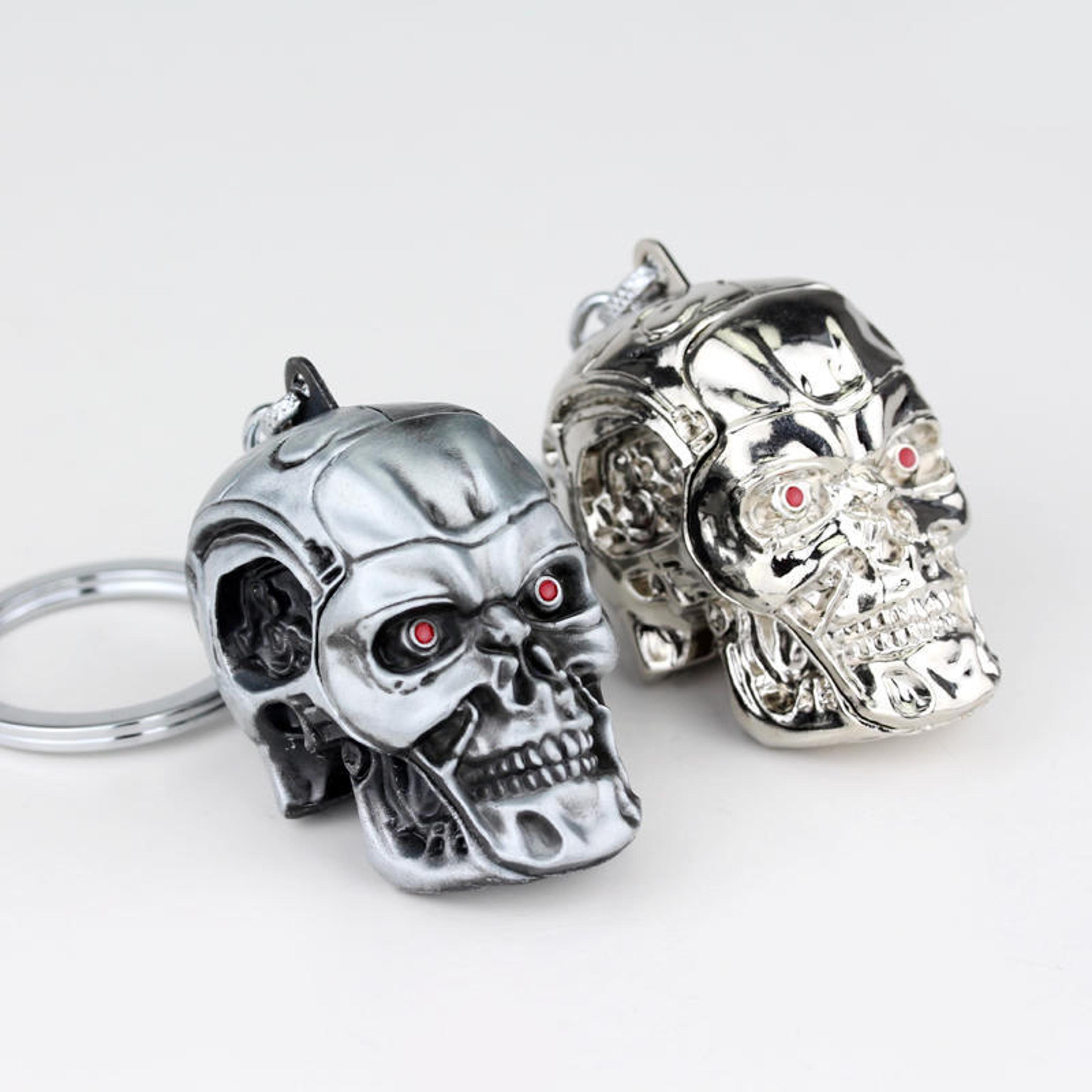 terminator skull keychain vintage metal keyring for car keys, bags & everyday carry