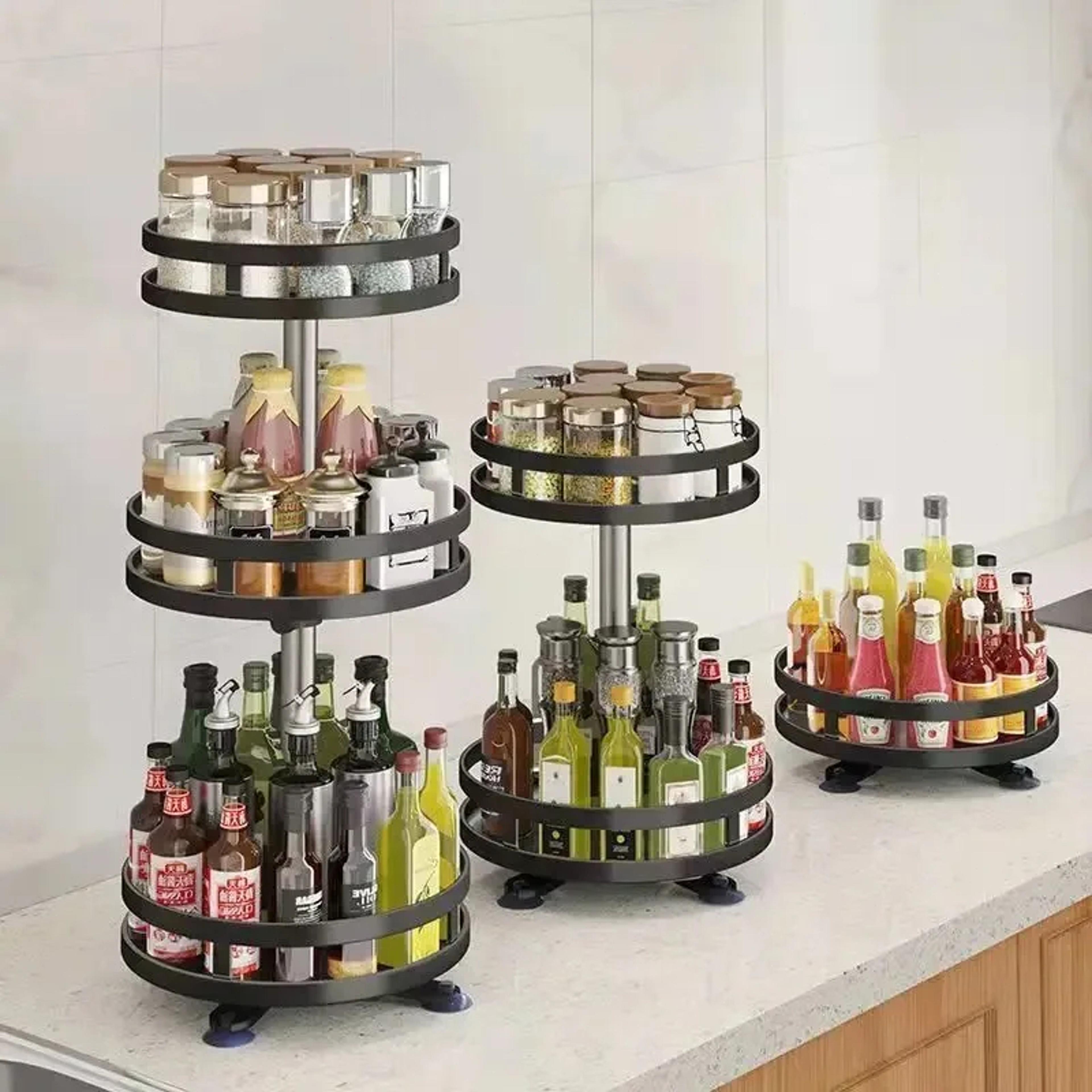 Rotating Spice Organizer Turntable Rack For Kitchen Counter  Cabinet Storage 0