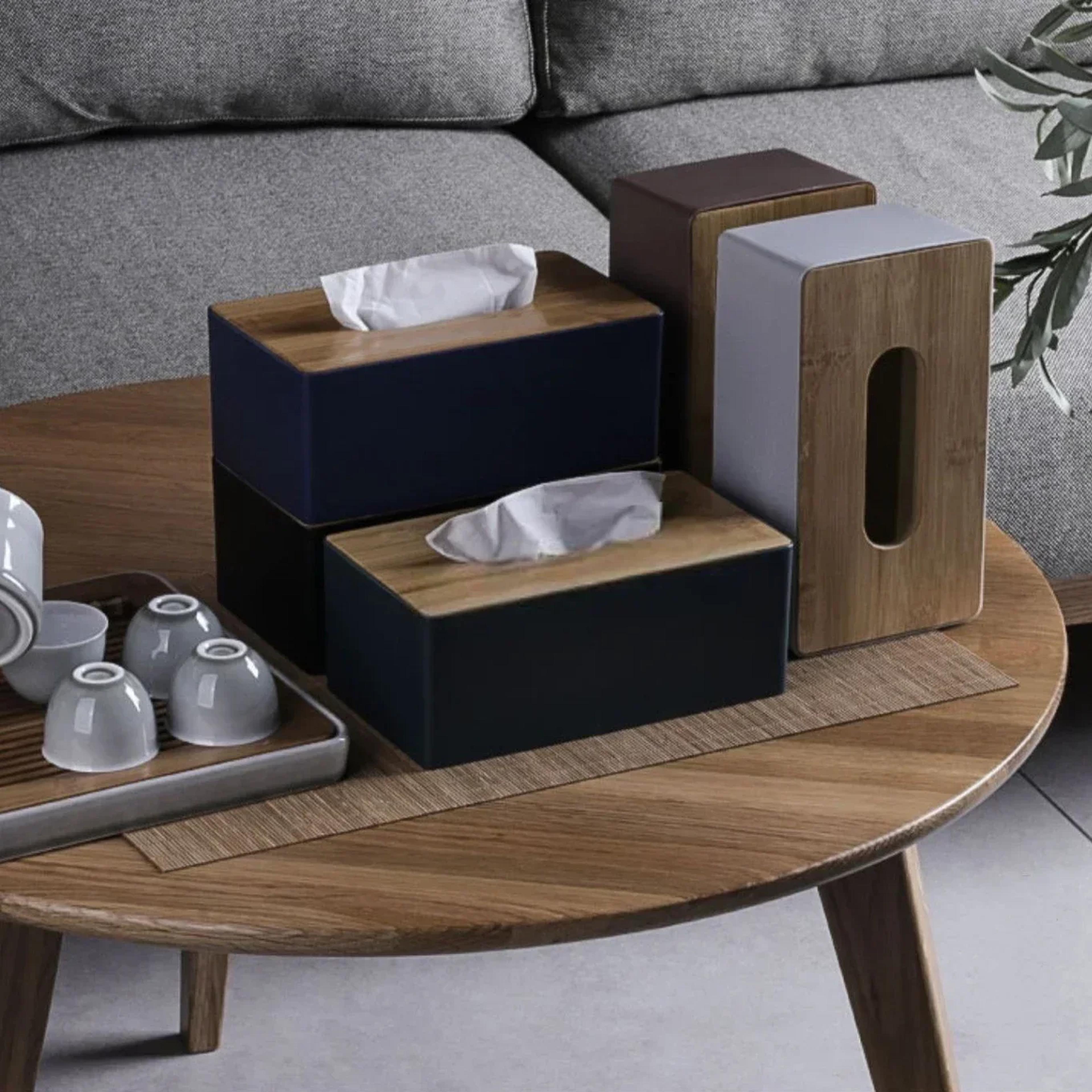 rustic bamboo tissue box cover wooden napkin holder for home & office