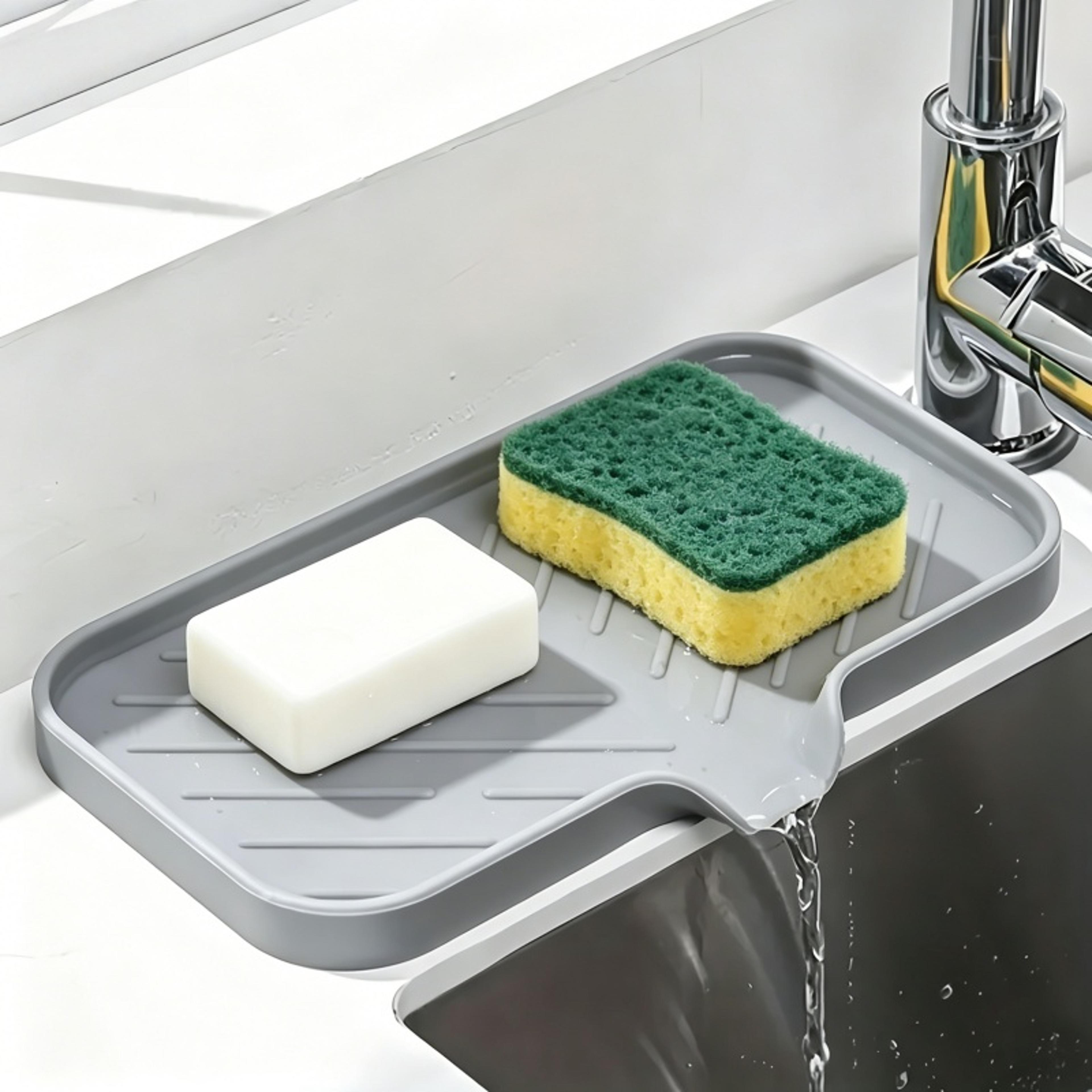 aquadry silicone faucet mat & sink organizer tray