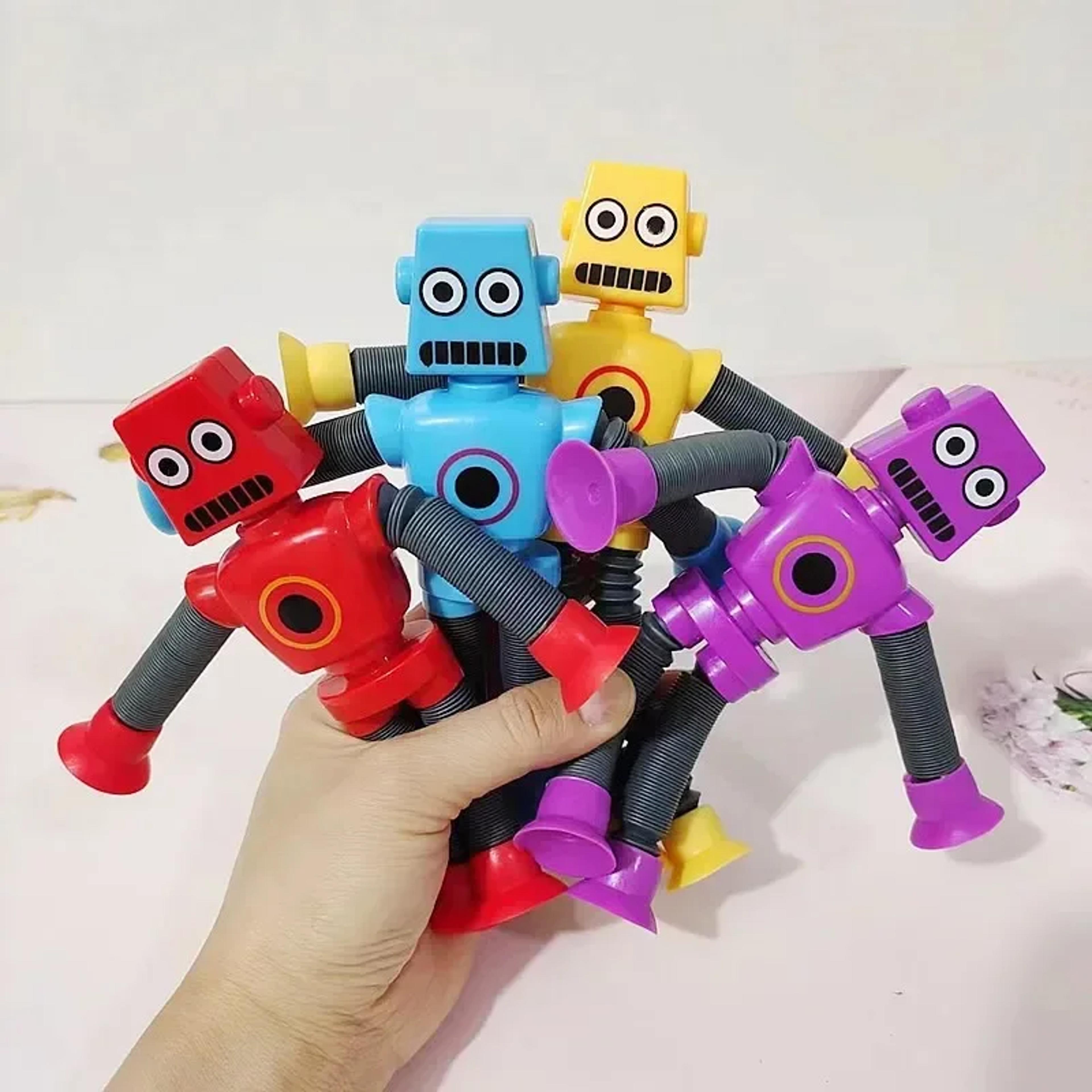 kids sensory pop tubes robot fidget suction cup stress relief toy