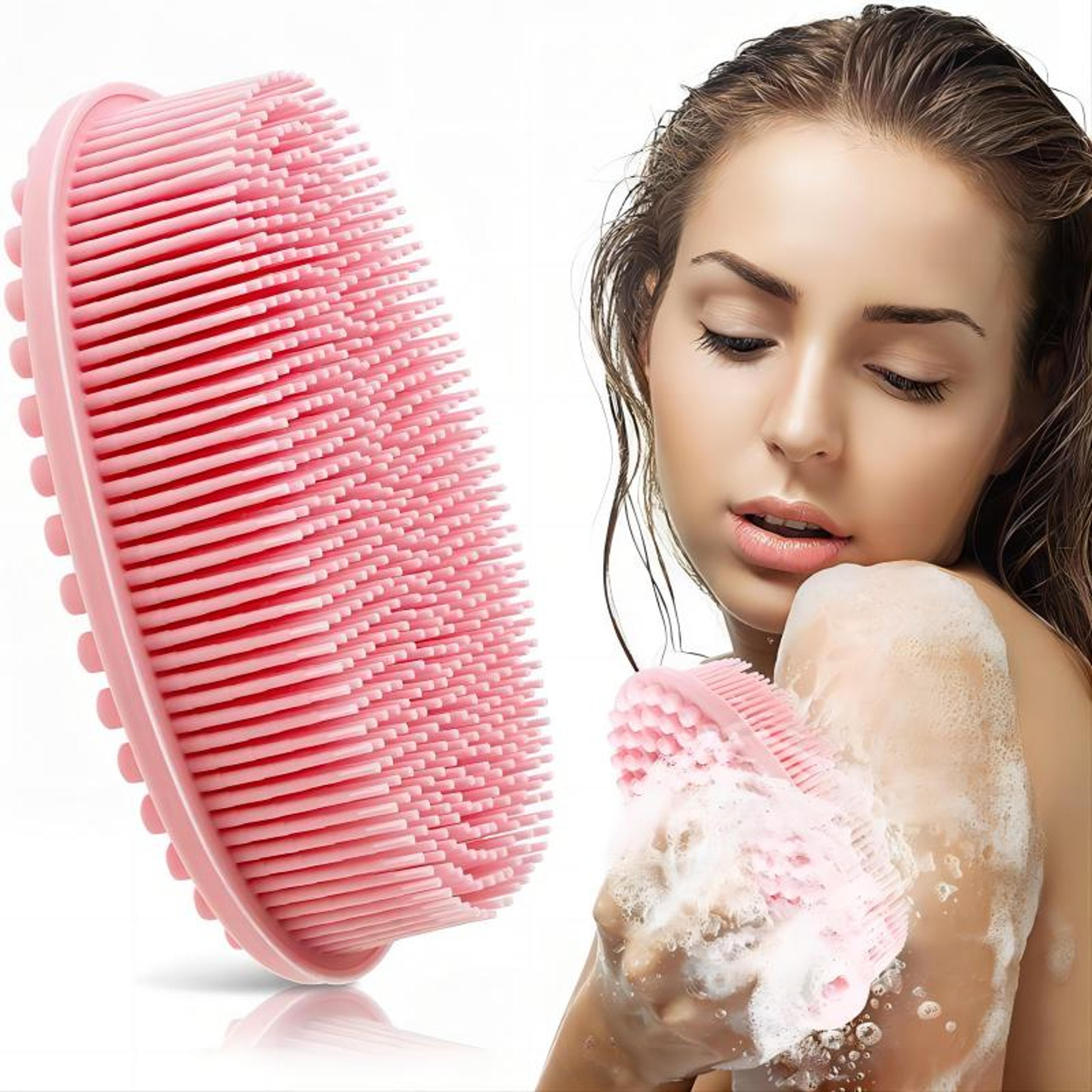 premium silicone body scrubber & shampoo brush for deep cleansing, gentle exfoliation and scalp massage