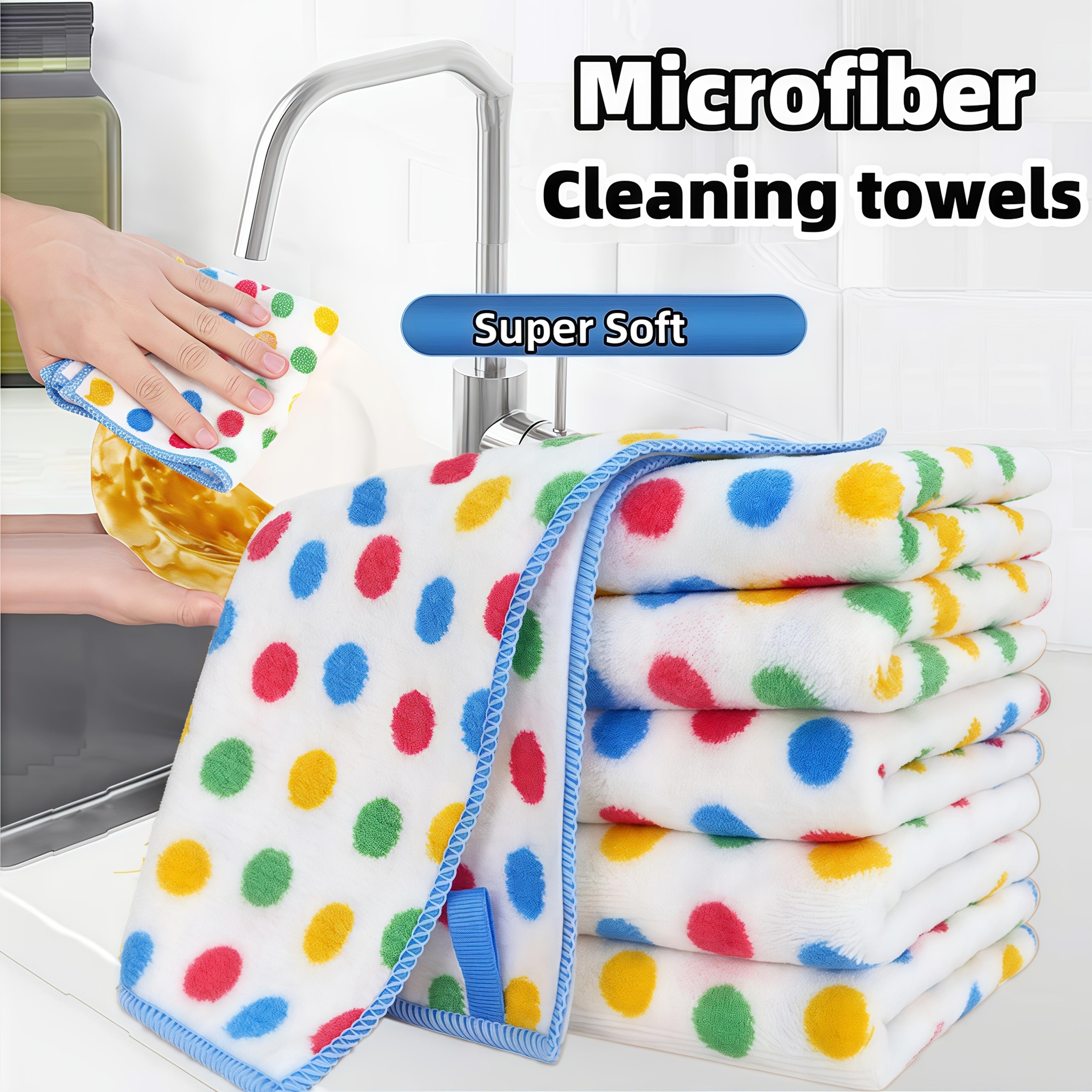 Colorful Microfiber Cleaning Cloth Set  Ultra Absorbent Quick Dry Hand  Kitchen Towels 3