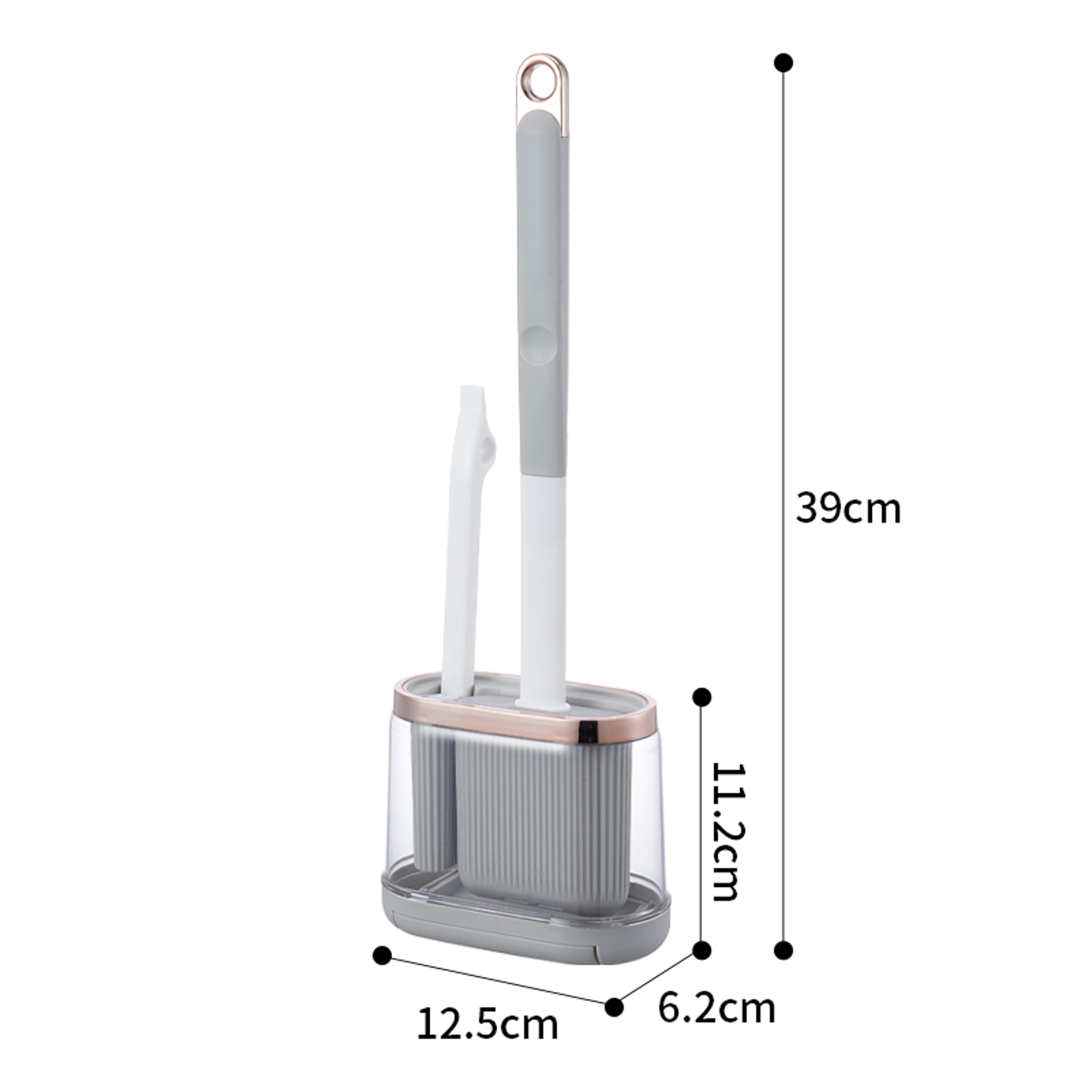 Silicone Toilet Brush With Holder Long Handle Bathroom Cleaning Brush 5
