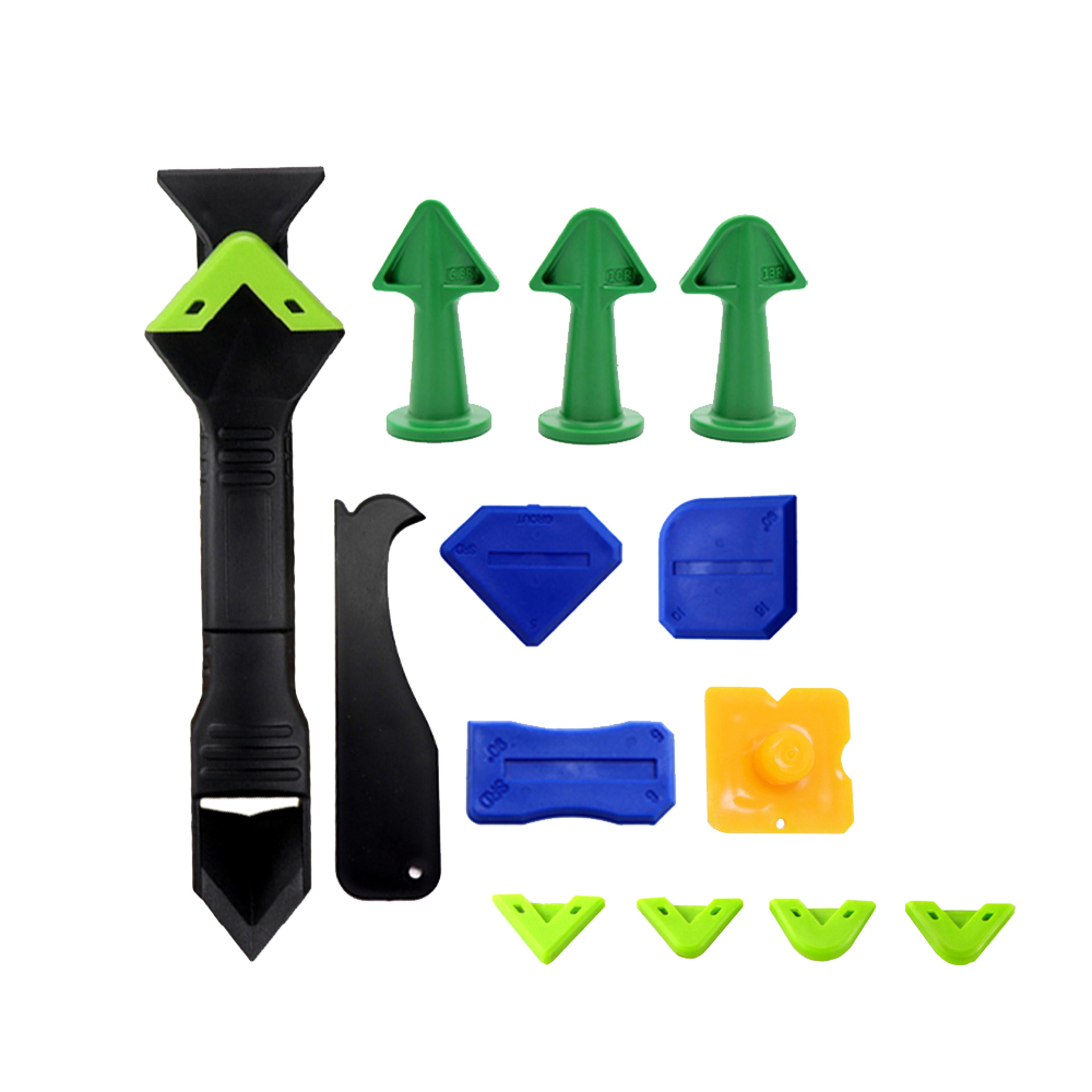 caulking tool kit with silicone sealant remover and caulk finisher