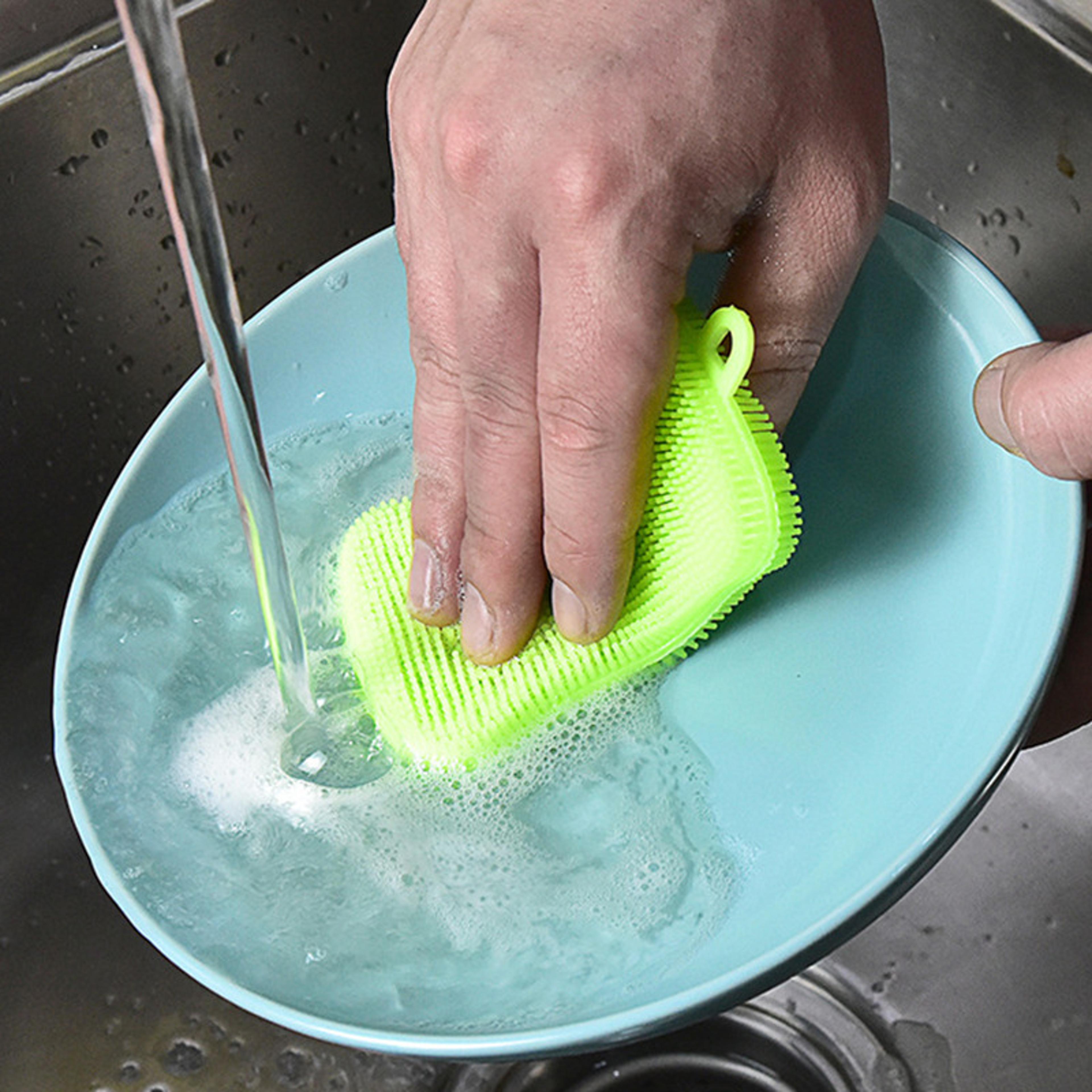Reusable Silicone Dish Scrubber Non Scratch Kitchen Cleaning Sponge For Dishes Pots And Pans 1