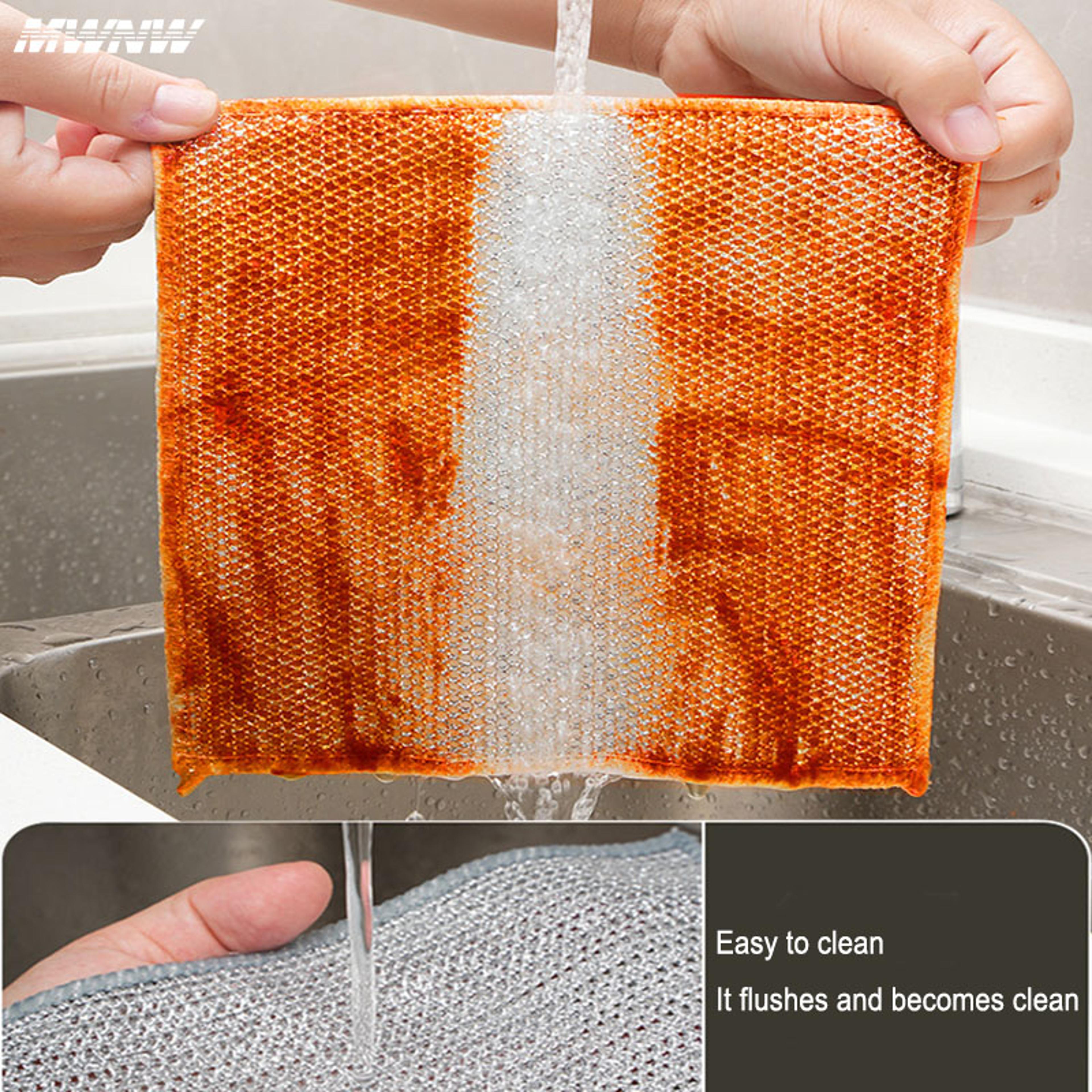 Wire Dishcloth Microfiber Kitchen Cleaning Cloth Set With Built In Sponge For Tough Grease  Daily C 3
