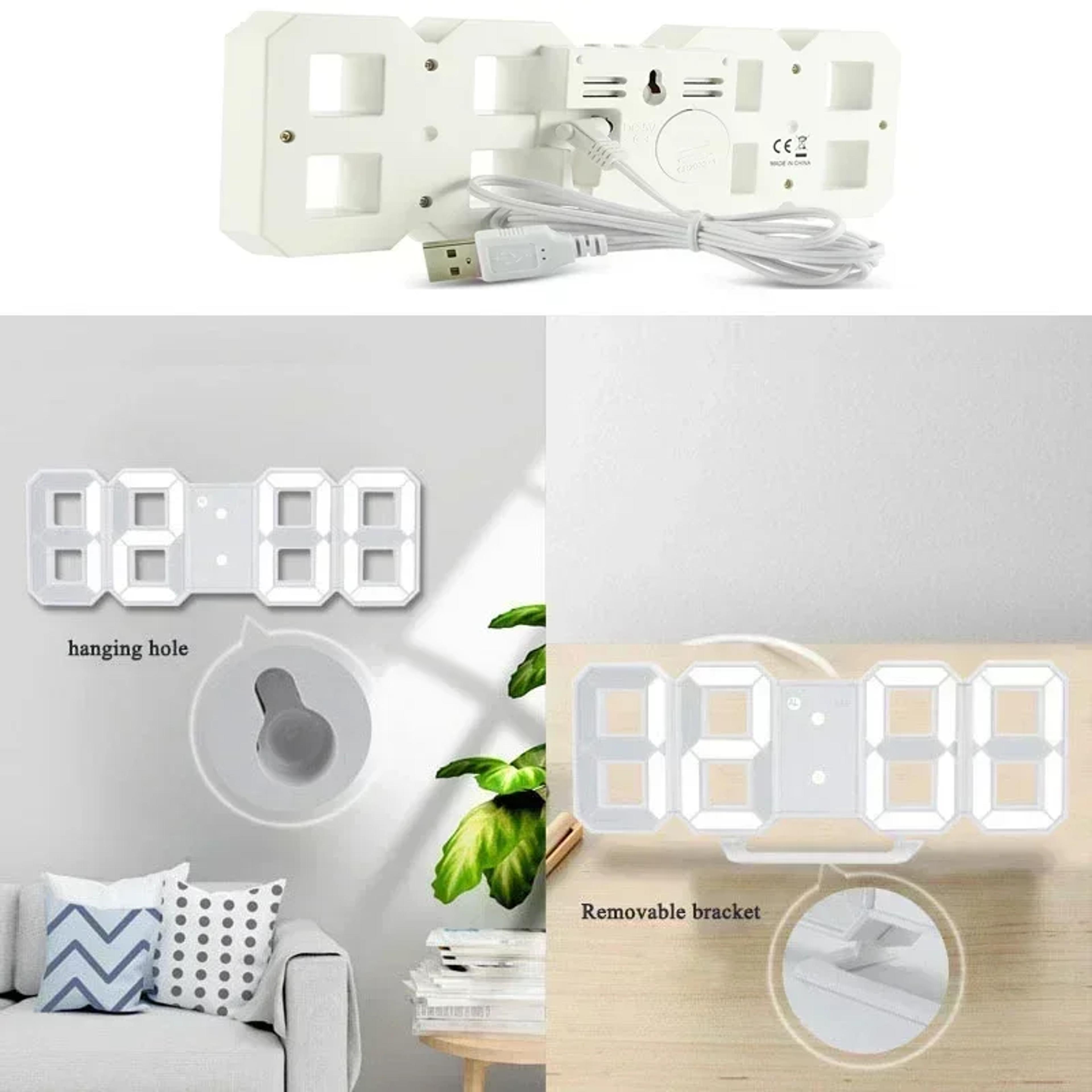 Modern LED Digital Wall Clock With Alarm  Desk Stand For Bedroom Office  Home Decor 4