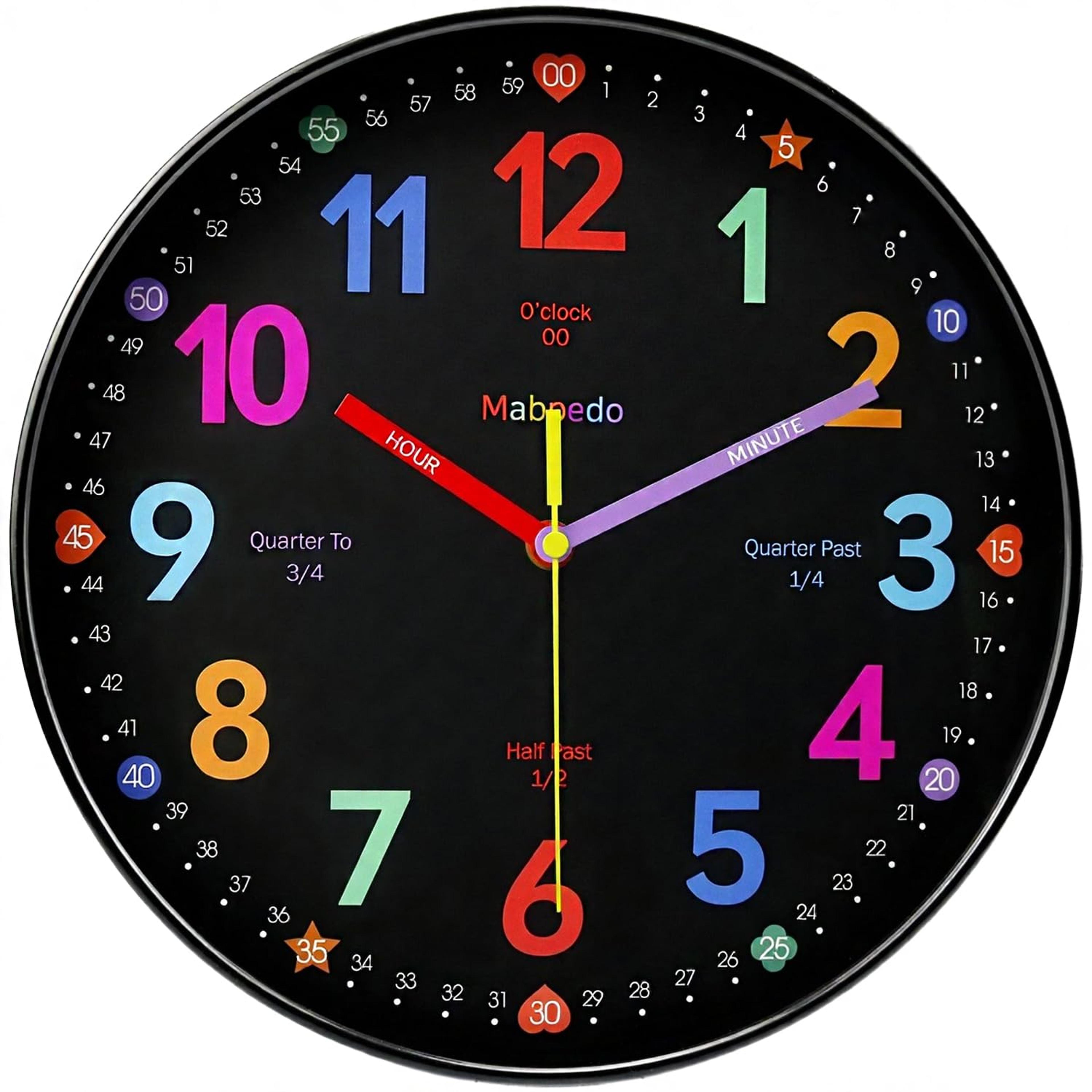 Kids Learning Clock Silent Analog Teaching Wall Clock For Classroom  Bedroom  Inch 5