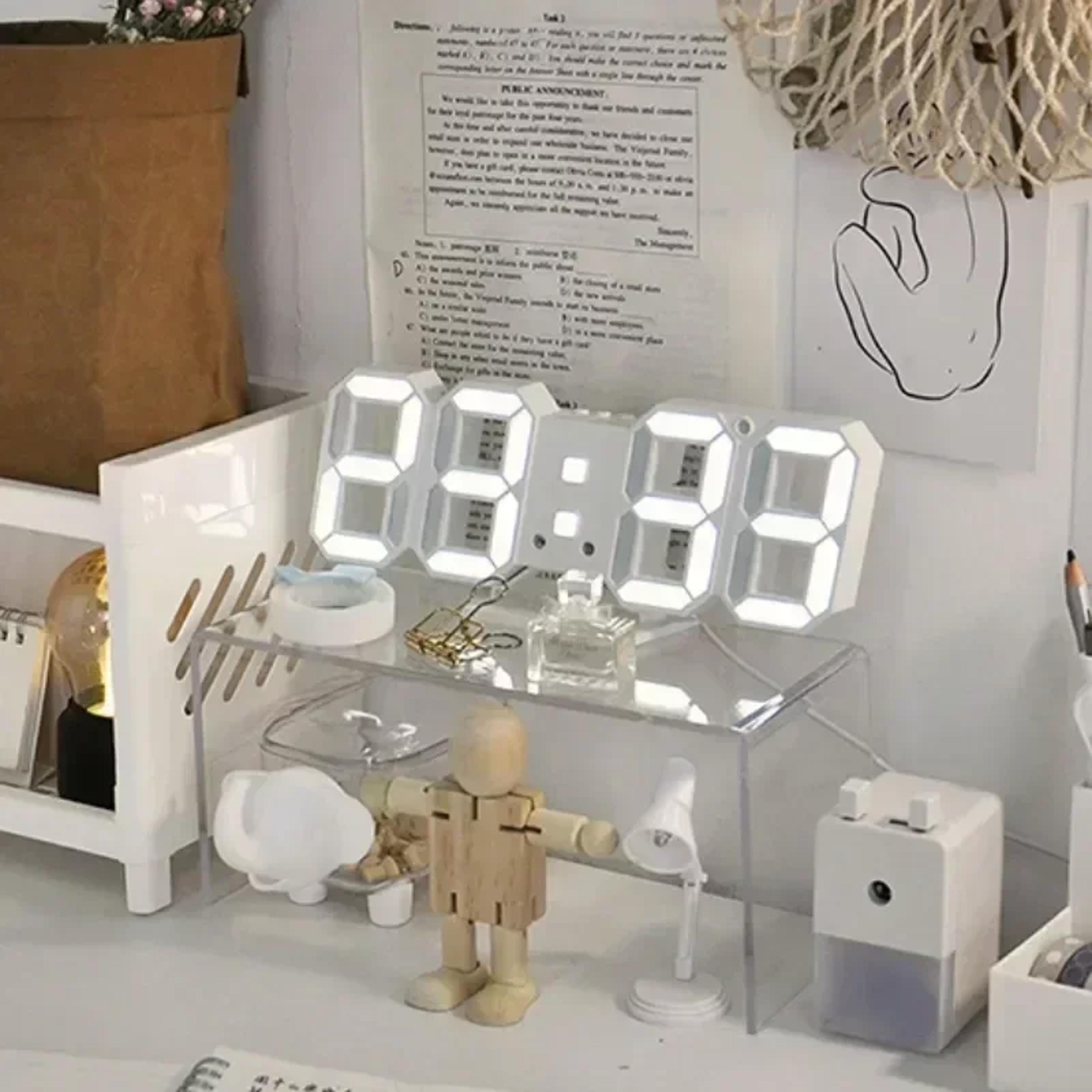 Modern LED Digital Wall Clock With Alarm  Desk Stand For Bedroom Living Room  Office 0