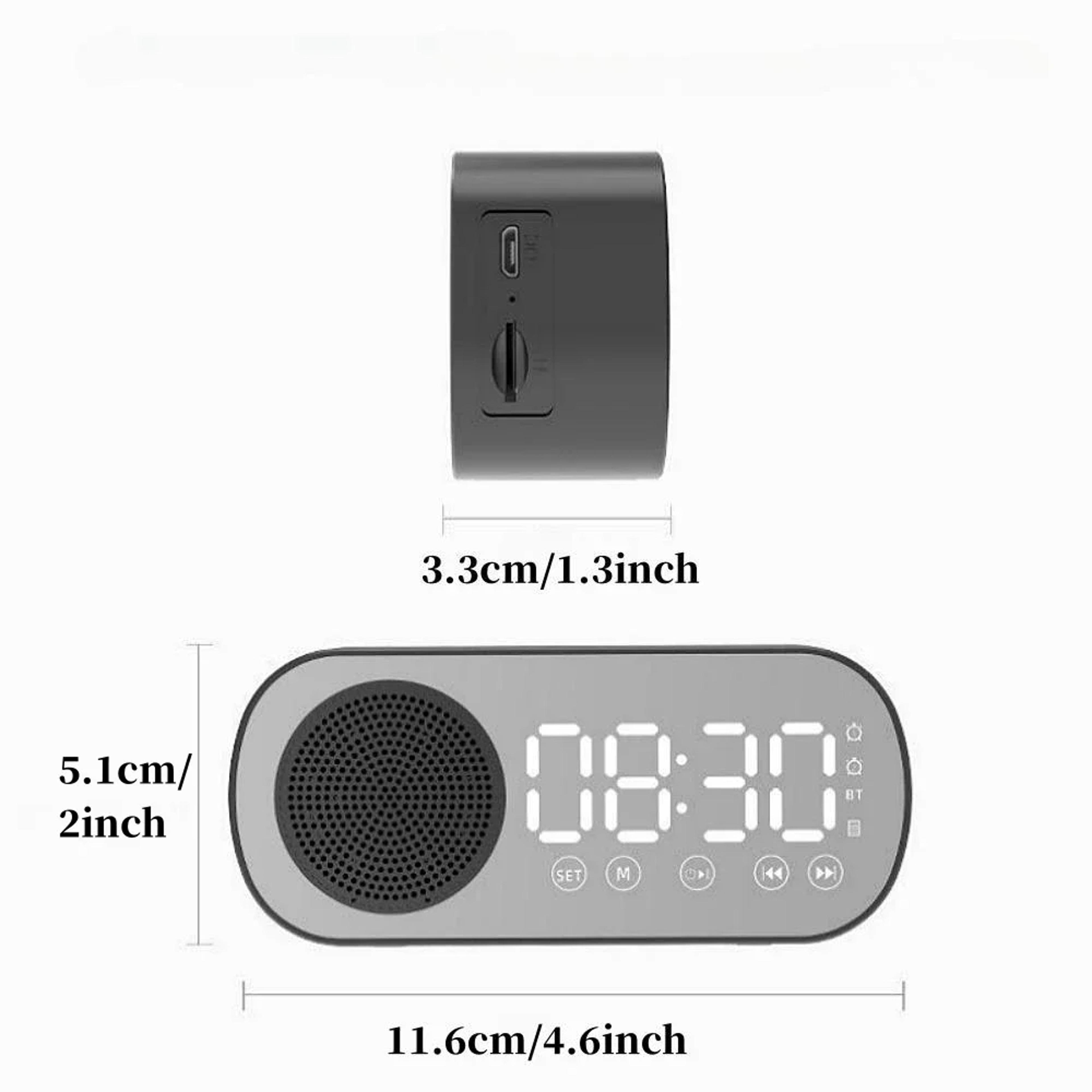 Bluetooth Alarm Clock With Mirror Digital Clock FM Radio  Wireless Speaker 3