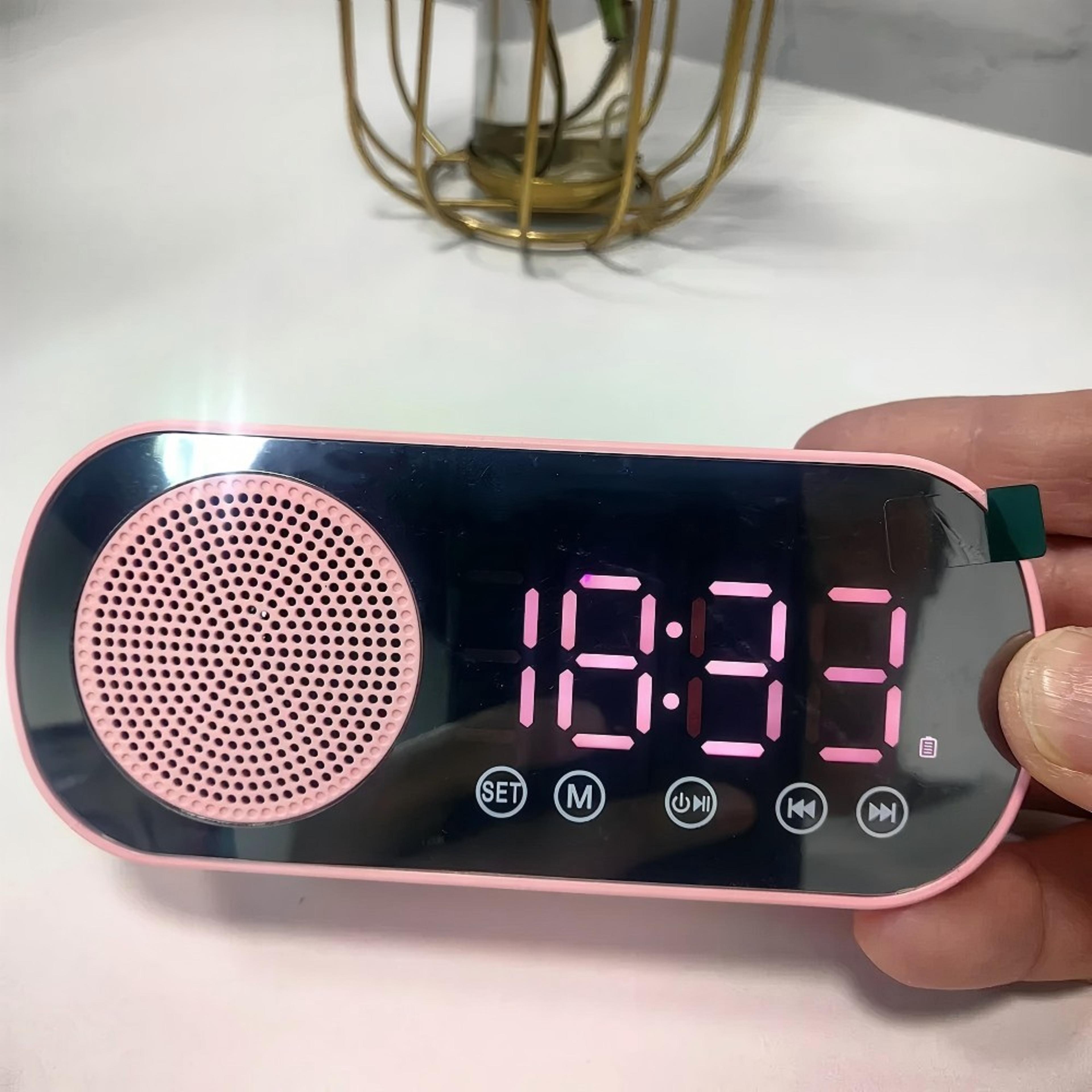 Bluetooth Alarm Clock With Mirror Digital Clock FM Radio  Wireless Speaker 6