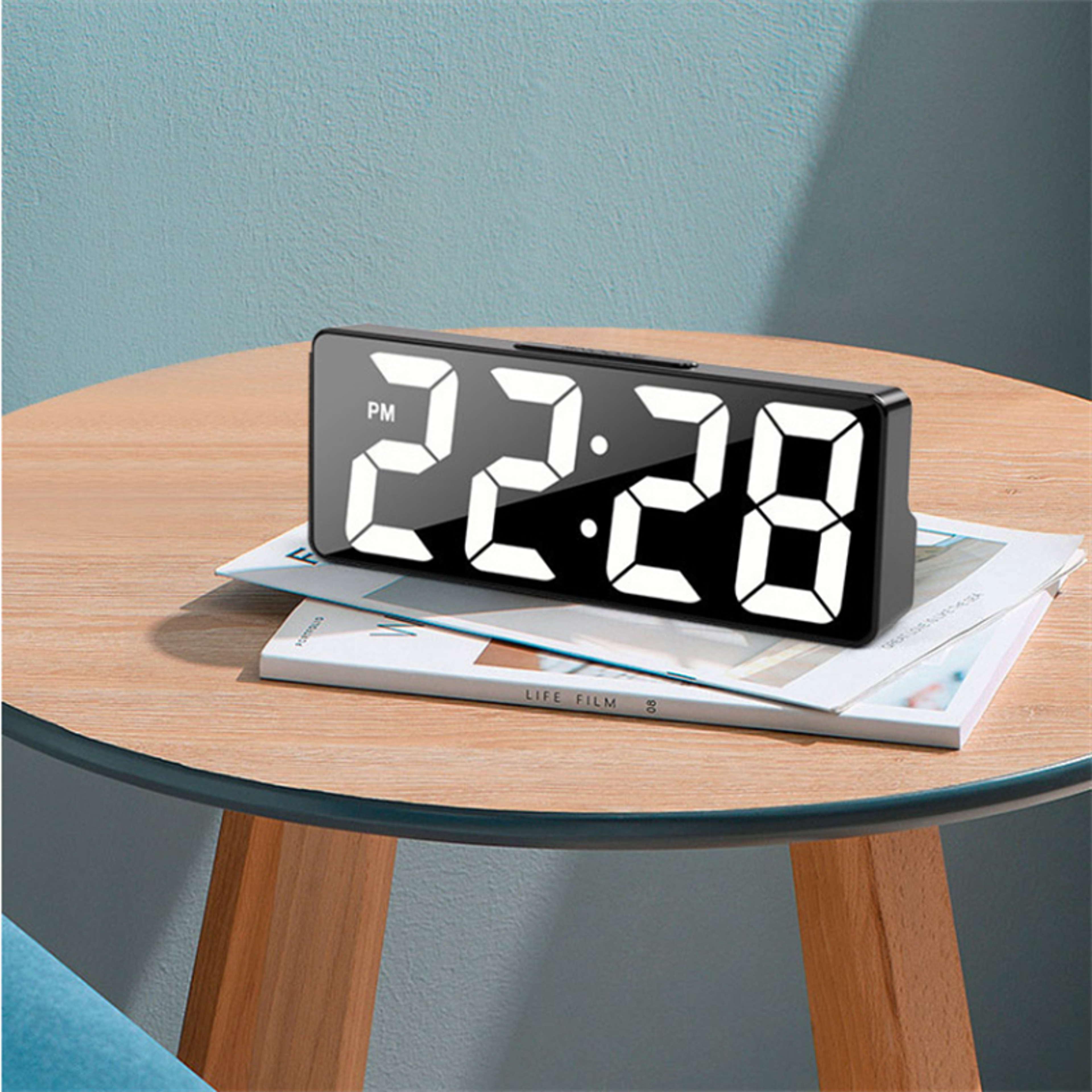 LED Alarm Clock With Temperature Display Adjustable Brightness  Digital Bedside Clock 3