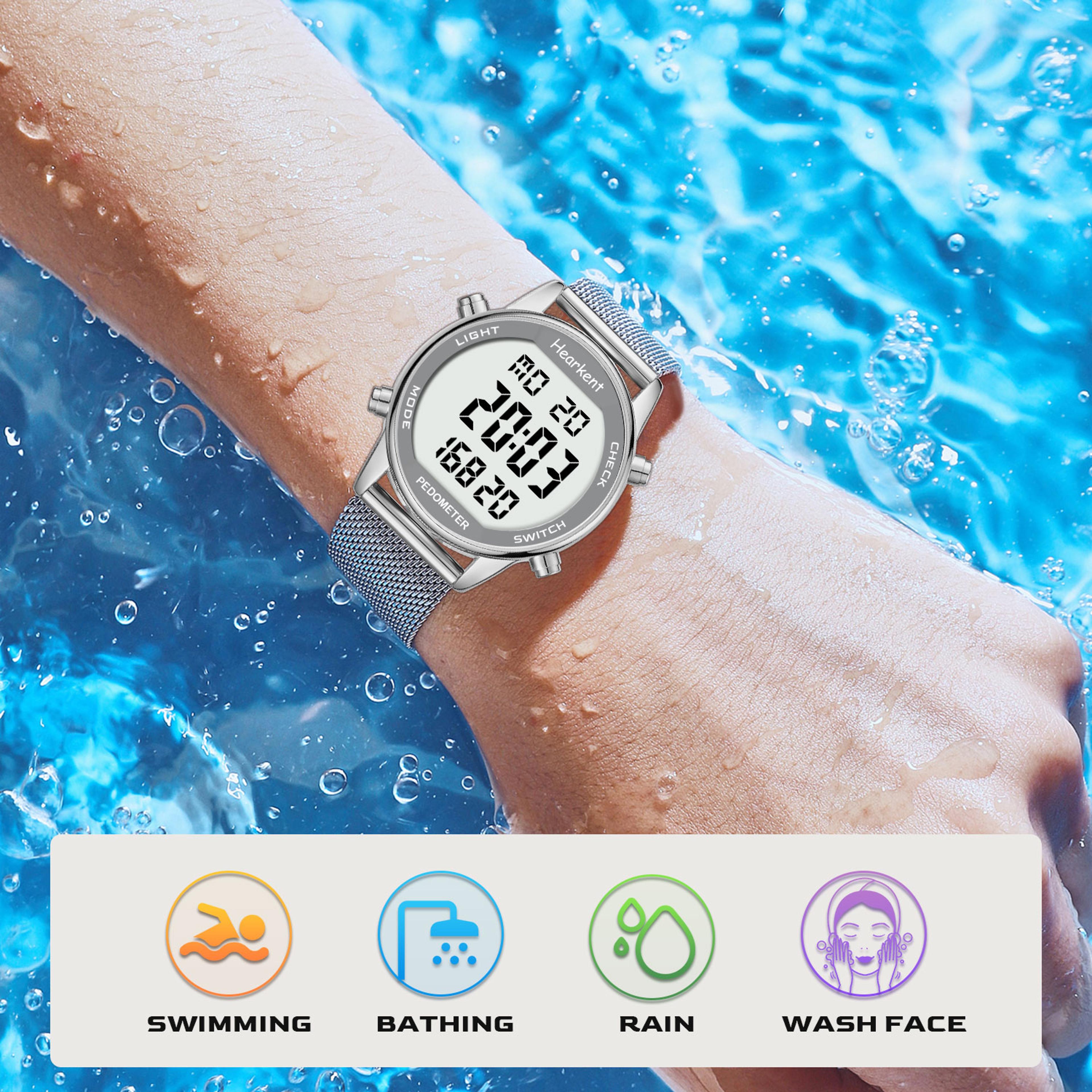 hearkent pedometer watch waterproof step counter watch with calorie & distance trackers