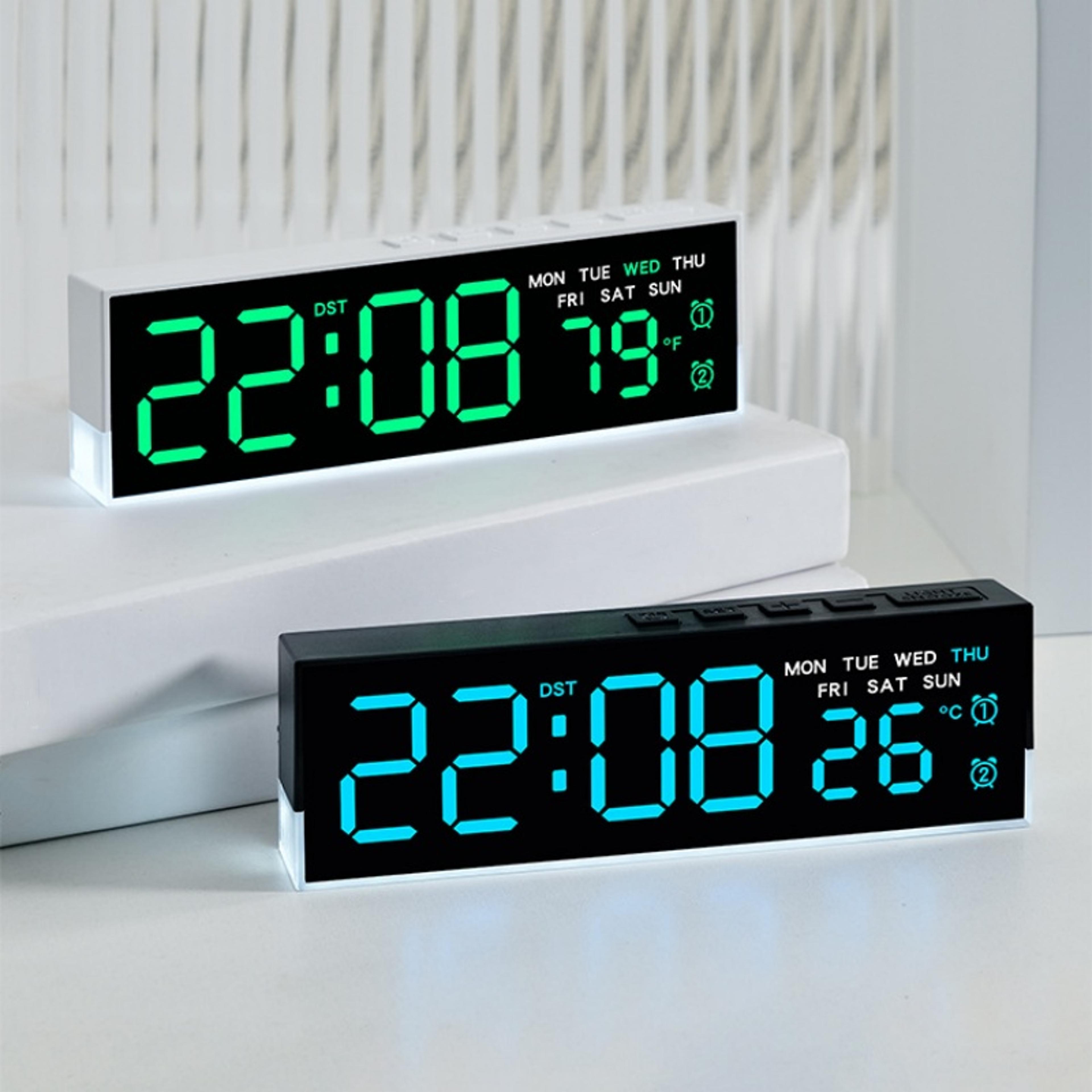 USB Powered Digital Alarm Clock With LED Display White Mood Light Dual Alarm Temperature  Bedside C 5