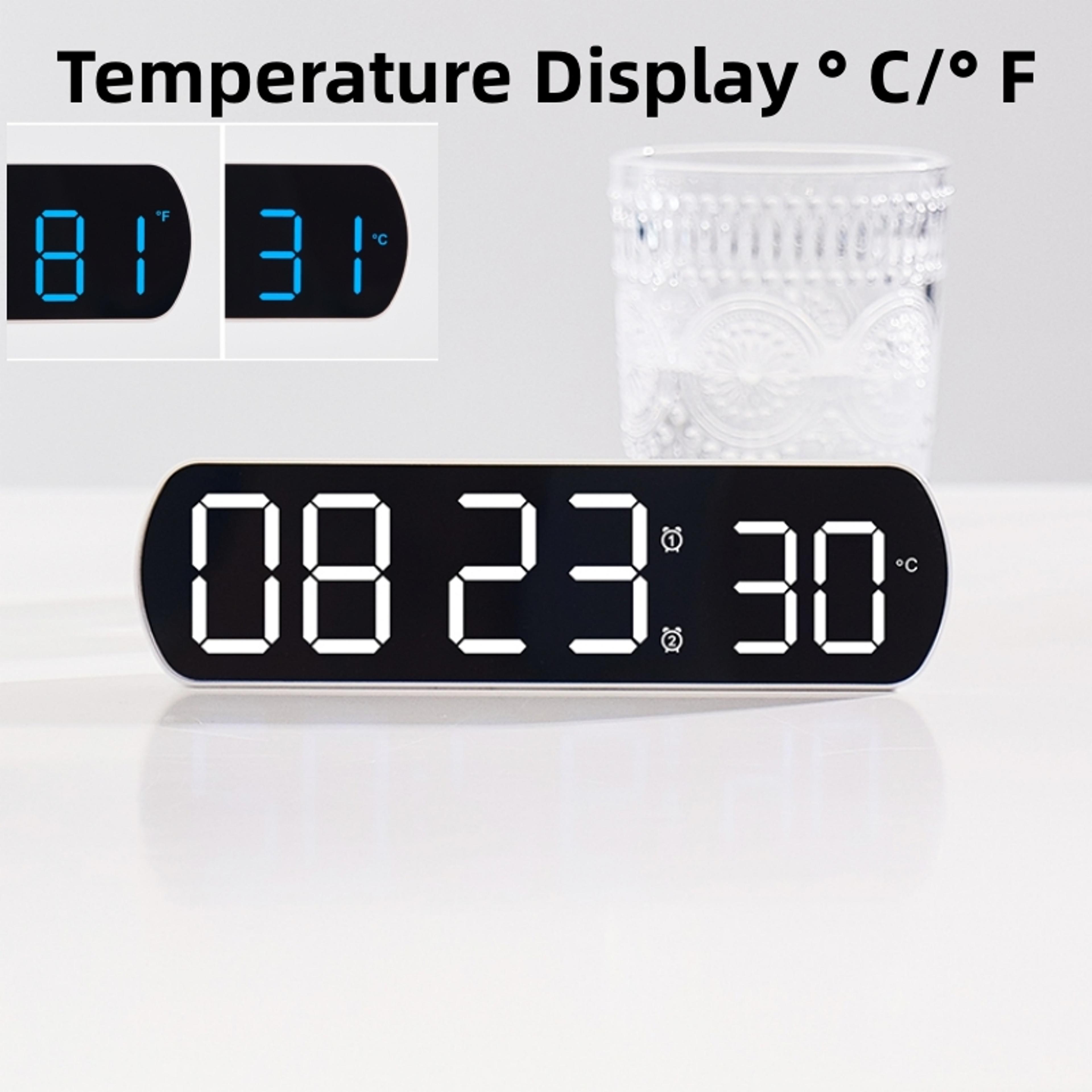 Voice Control LED Digital Alarm Clock With Dual Alarm Temperature Display  Night Mode 3