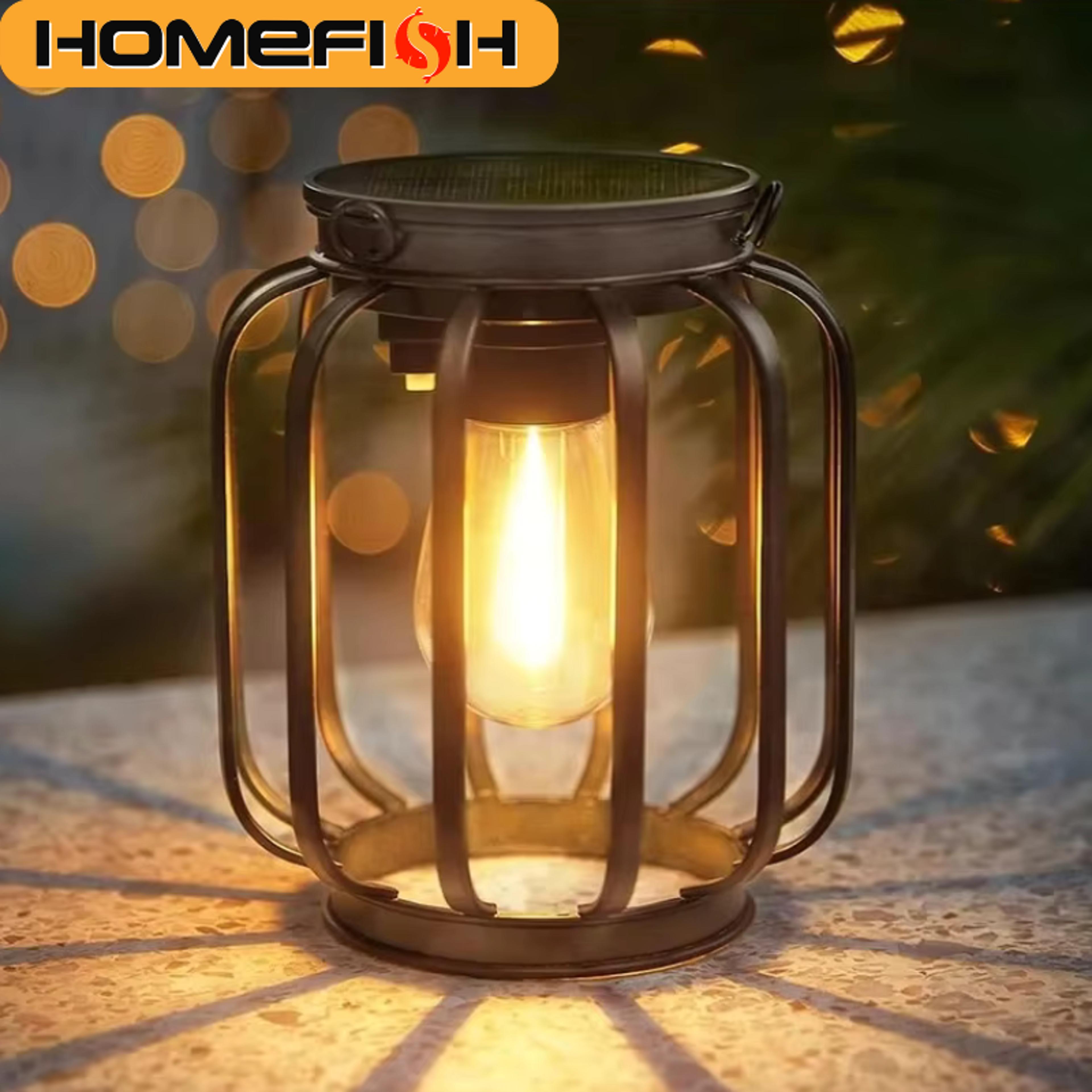 solar lantern outdoor waterproof hanging garden lantern with warm led auto sensor light