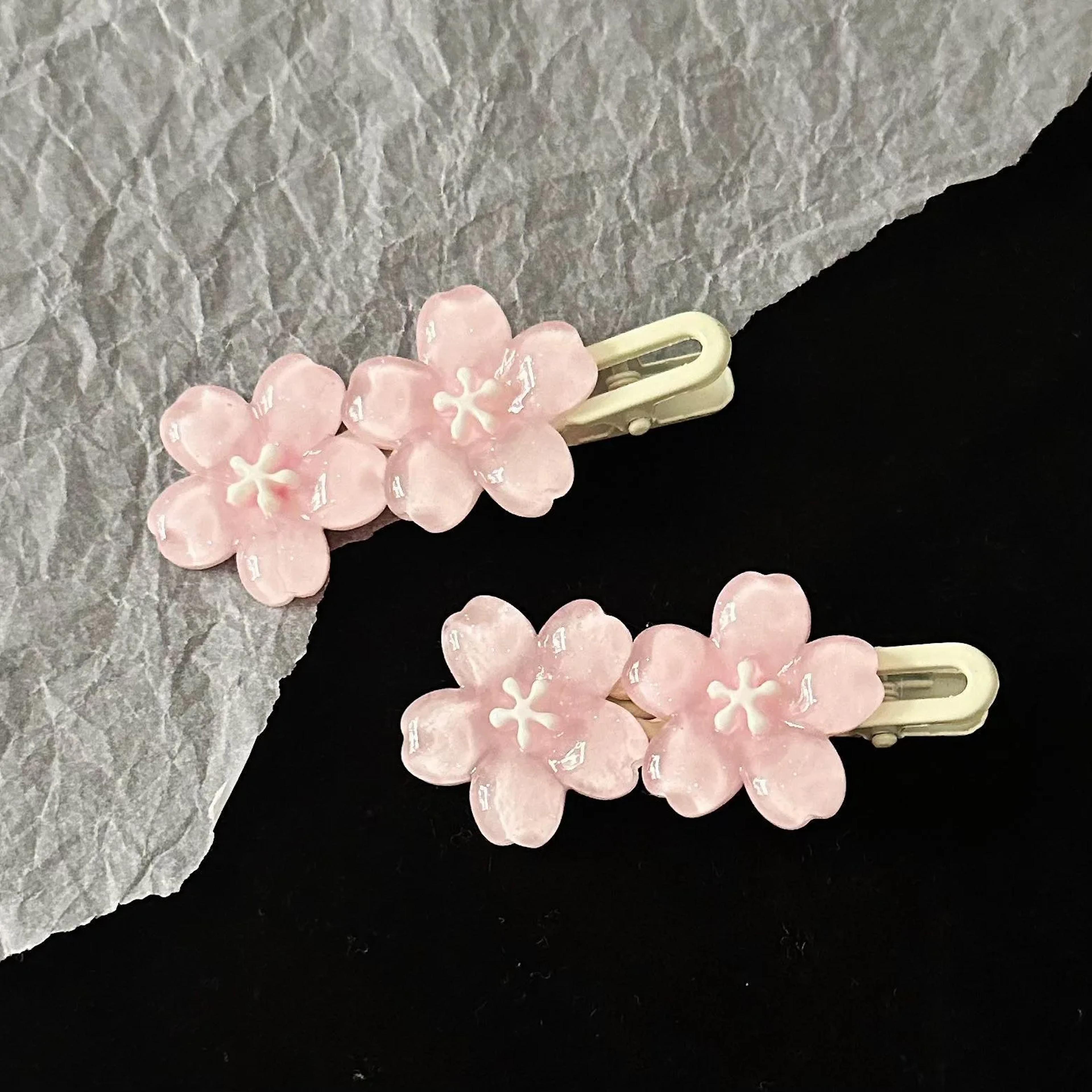 Cherry Blossom Hair Clips For Girls Kawaii Flower Hair Barrettes For Side Bangs  Everyday Styling 7