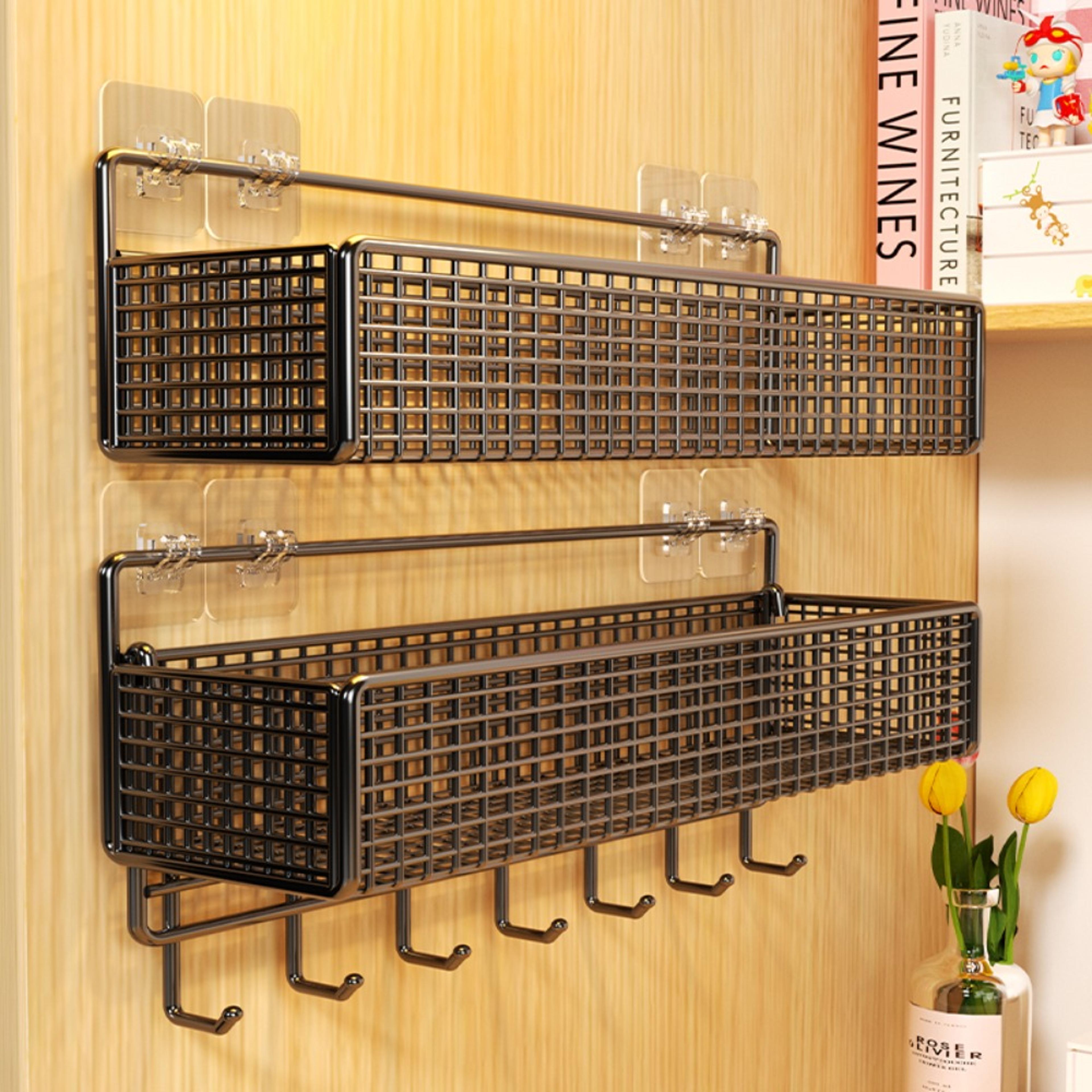 No Drill Bedside Storage Basket Wall Mounted Bunk Bed Organizer For Dorm Rooms 1
