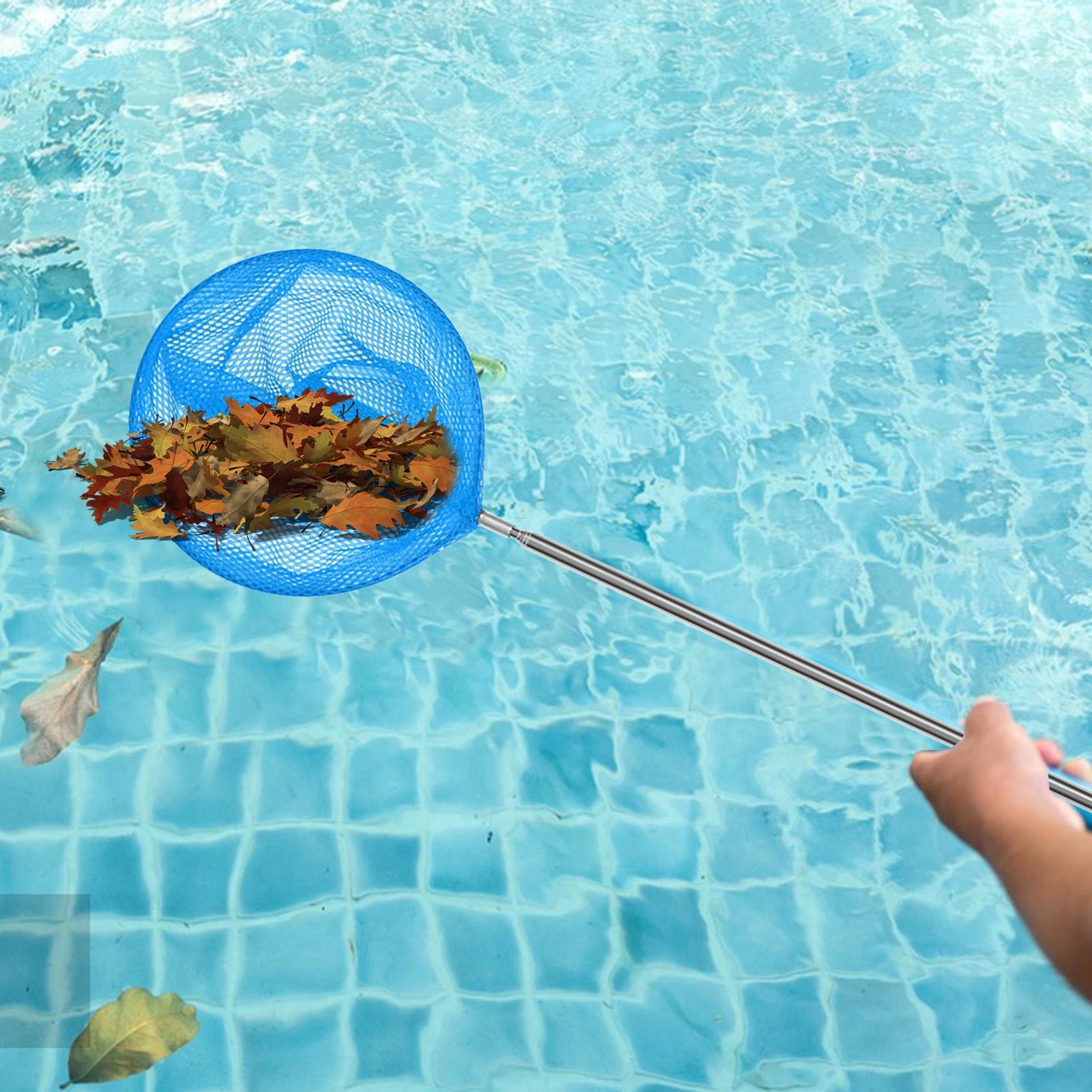 telescopic pool skimmer net with stainless steel pole for leaves and debris