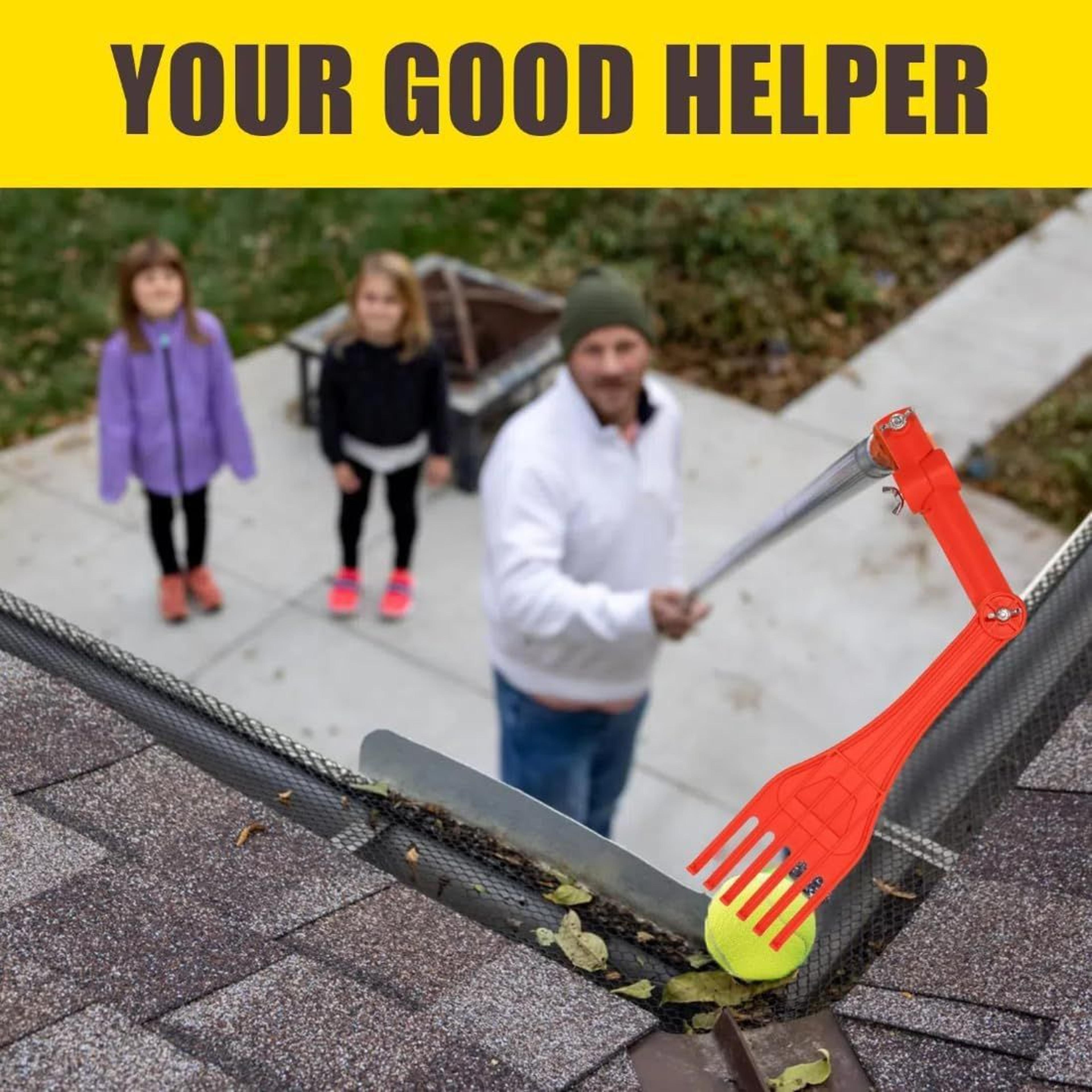Ground Reach Gutter Cleaning Tool With Rotatable Gutter Rake For Leaves And Roof Debris 5