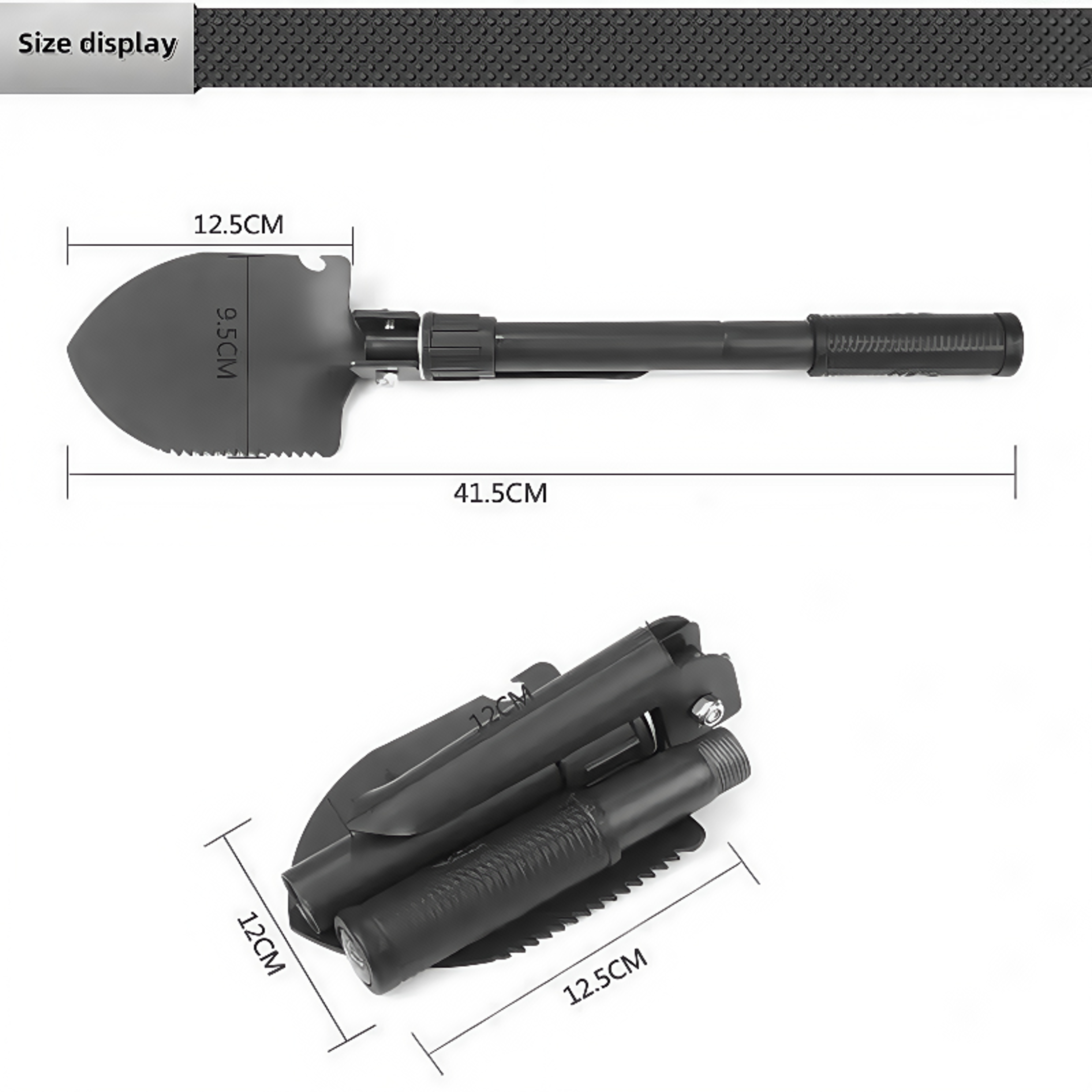 Foldable Survival Shovel With Compass Portable Camping Multi Tool 2